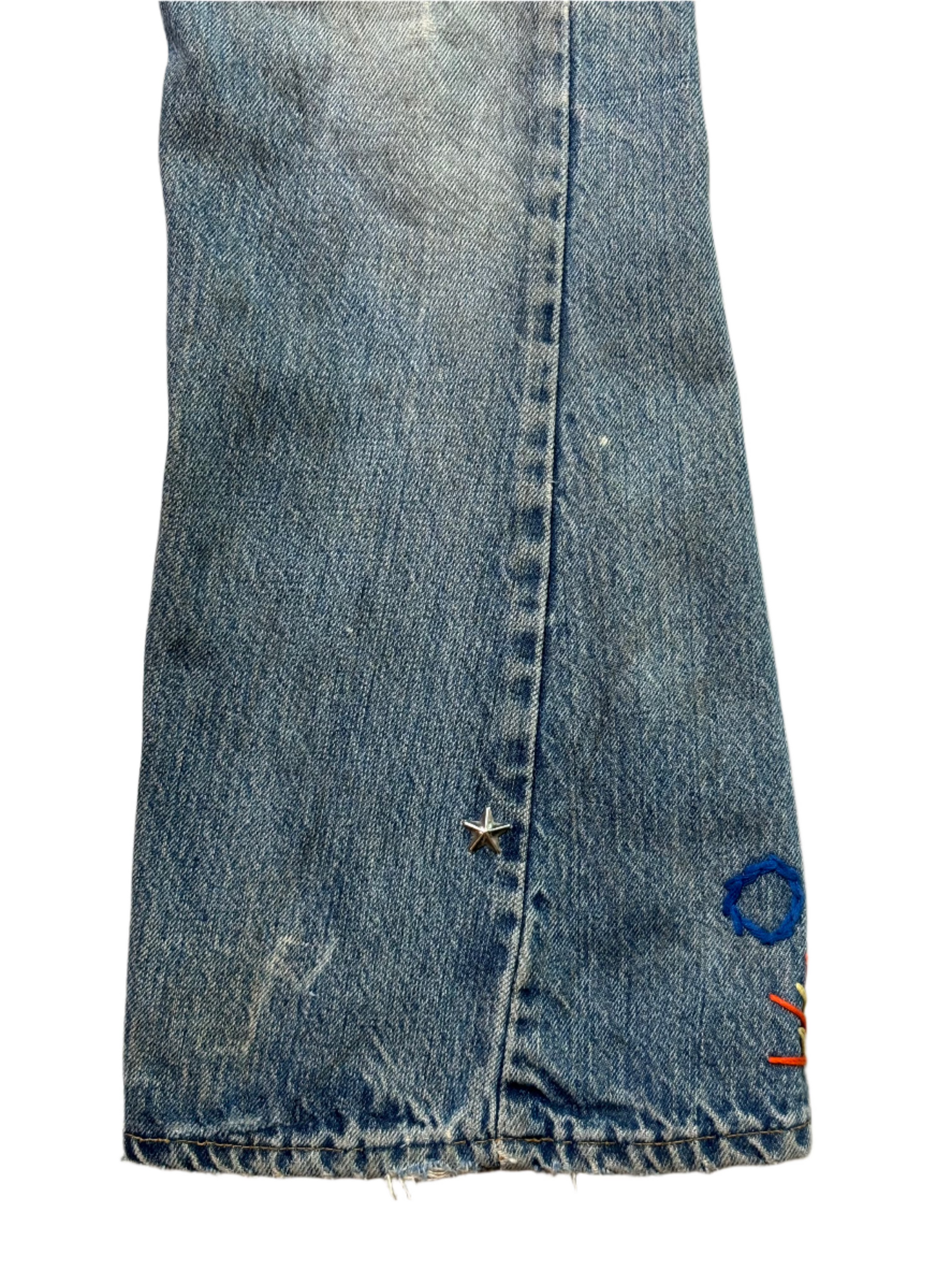 *AS IS* 60s Levis Org Tab All Over Patchwork Jeans 28x31
