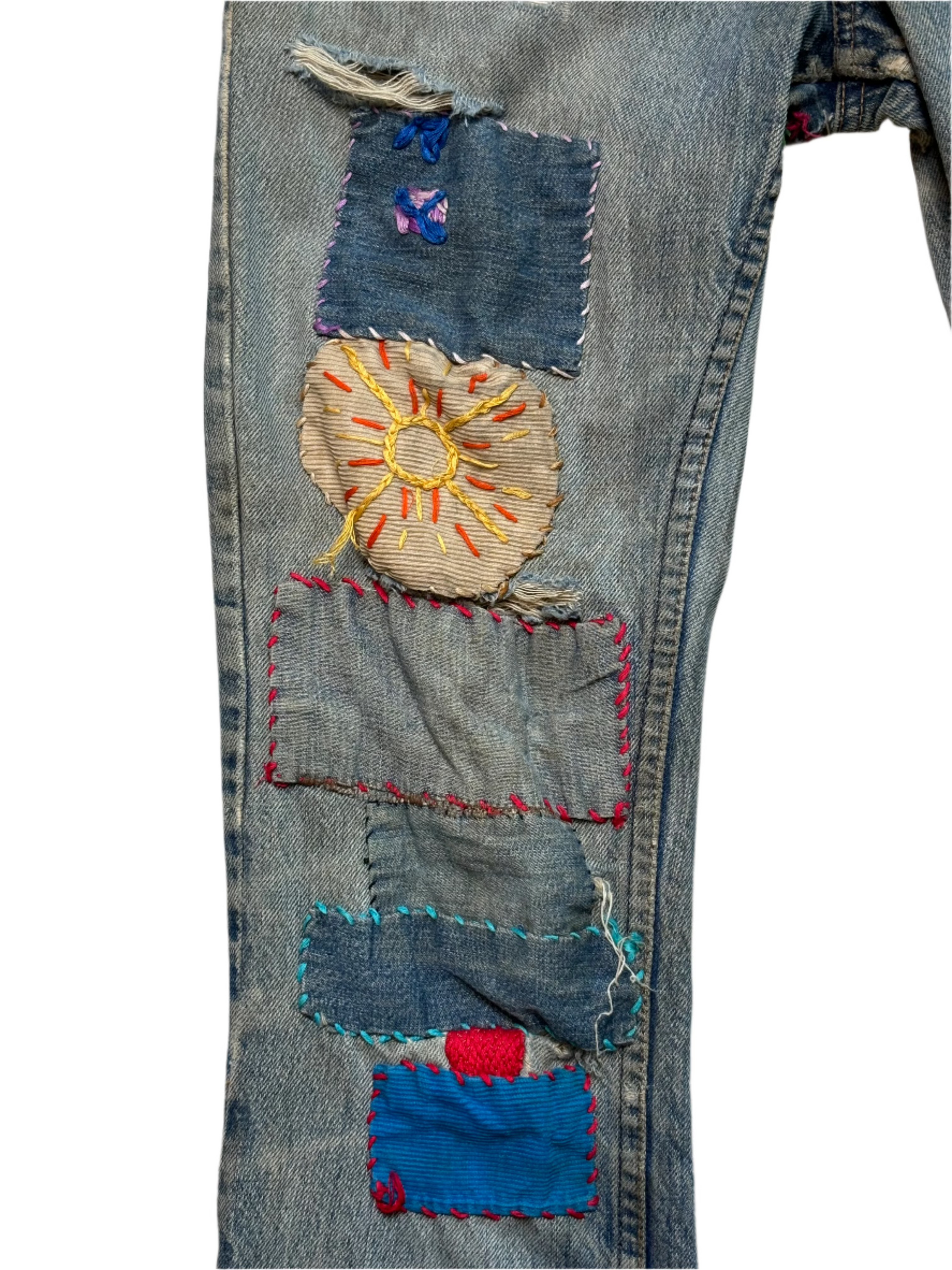 *AS IS* 60s Levis Org Tab All Over Patchwork Jeans 28x31