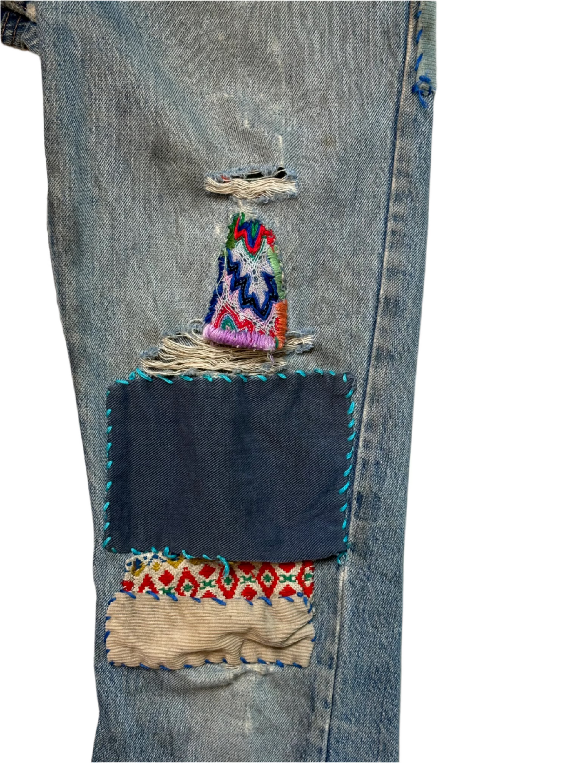 *AS IS* 60s Levis Org Tab All Over Patchwork Jeans 28x31