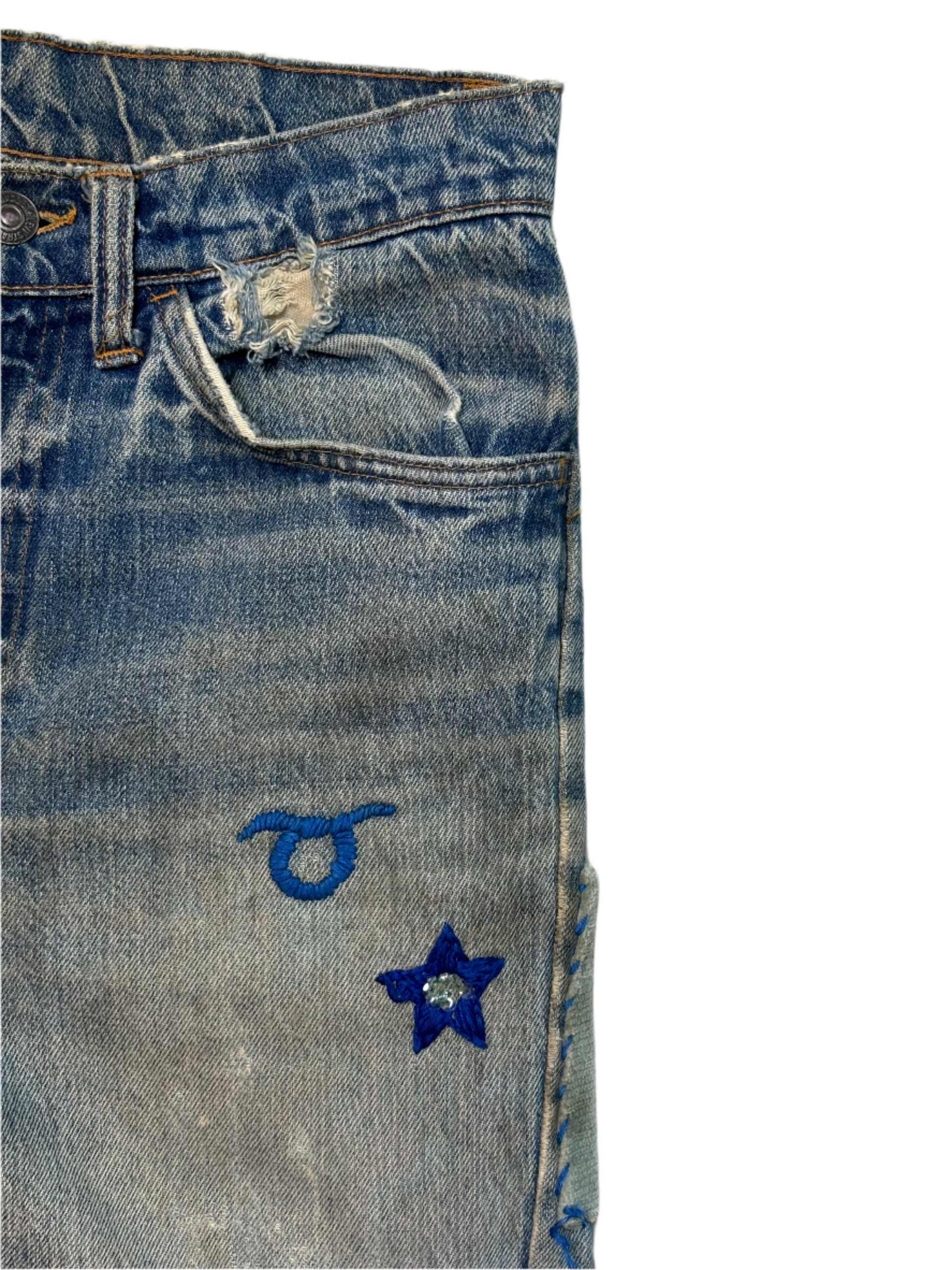 *AS IS* 60s Levis Org Tab All Over Patchwork Jeans 28x31