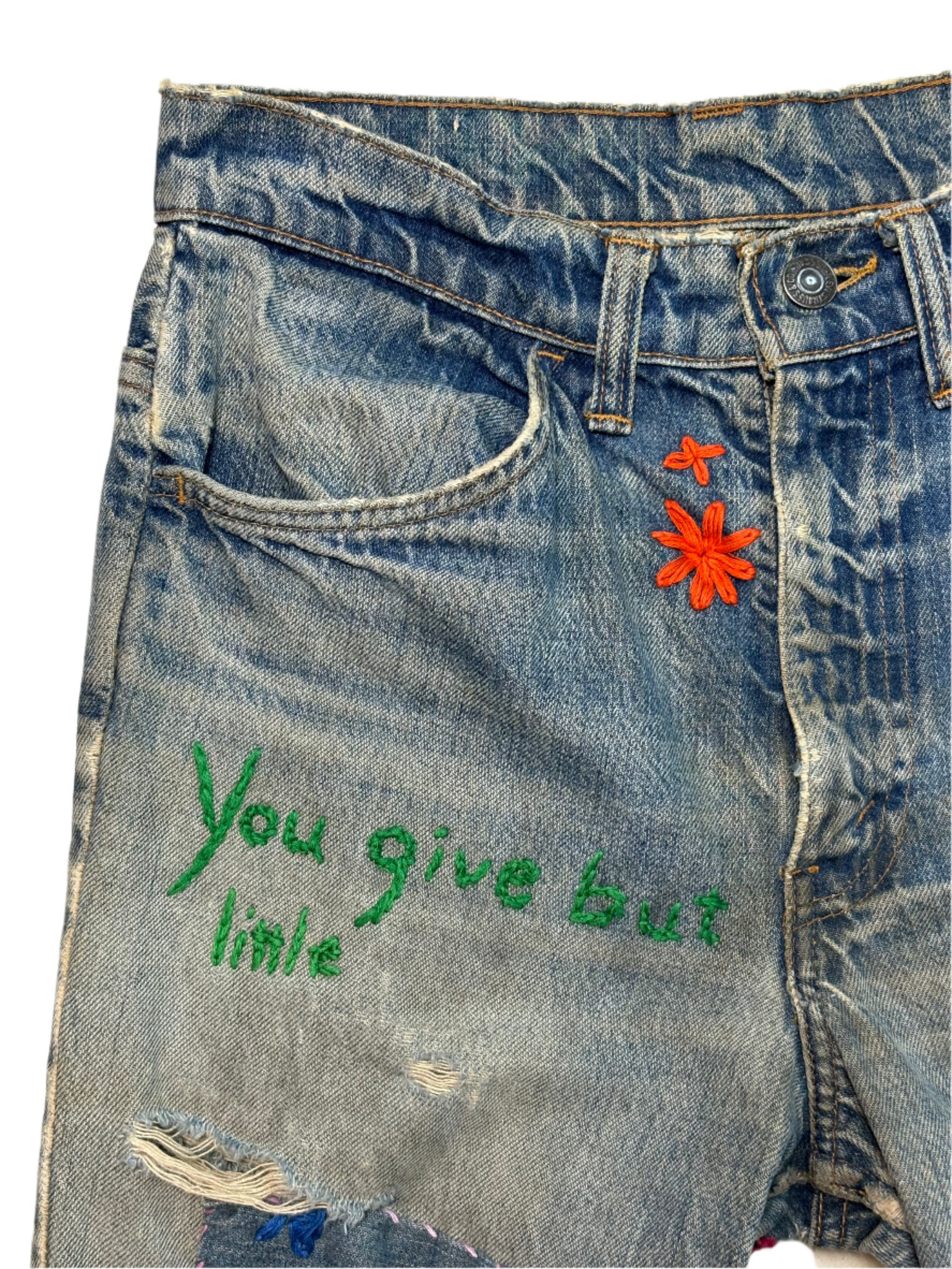 *AS IS* 60s Levis Org Tab All Over Patchwork Jeans 28x31