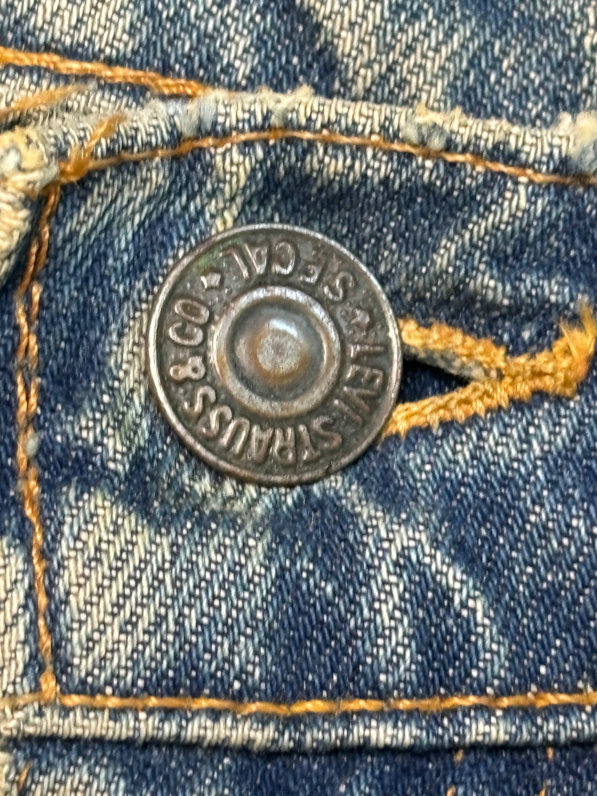 *AS IS* 60s Levis Org Tab All Over Patchwork Jeans 28x31