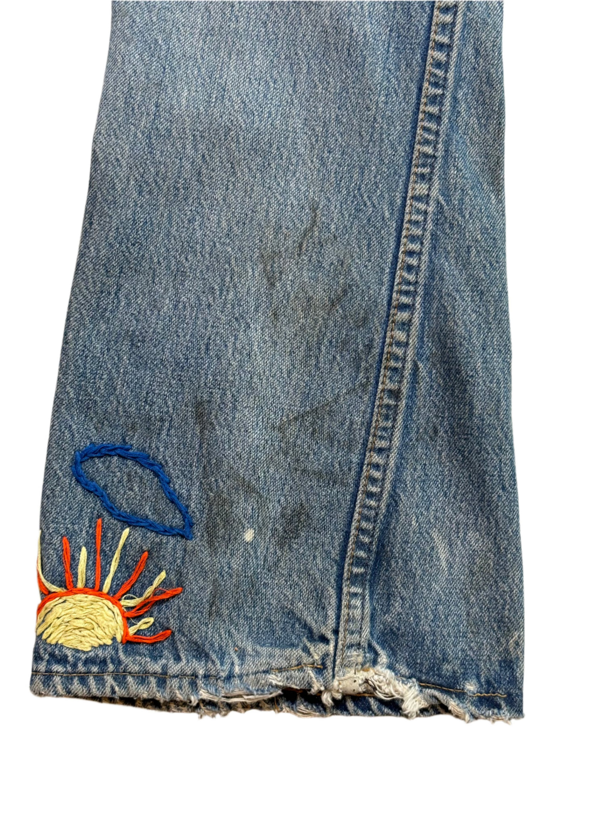 *AS IS* 60s Levis Org Tab All Over Patchwork Jeans 28x31