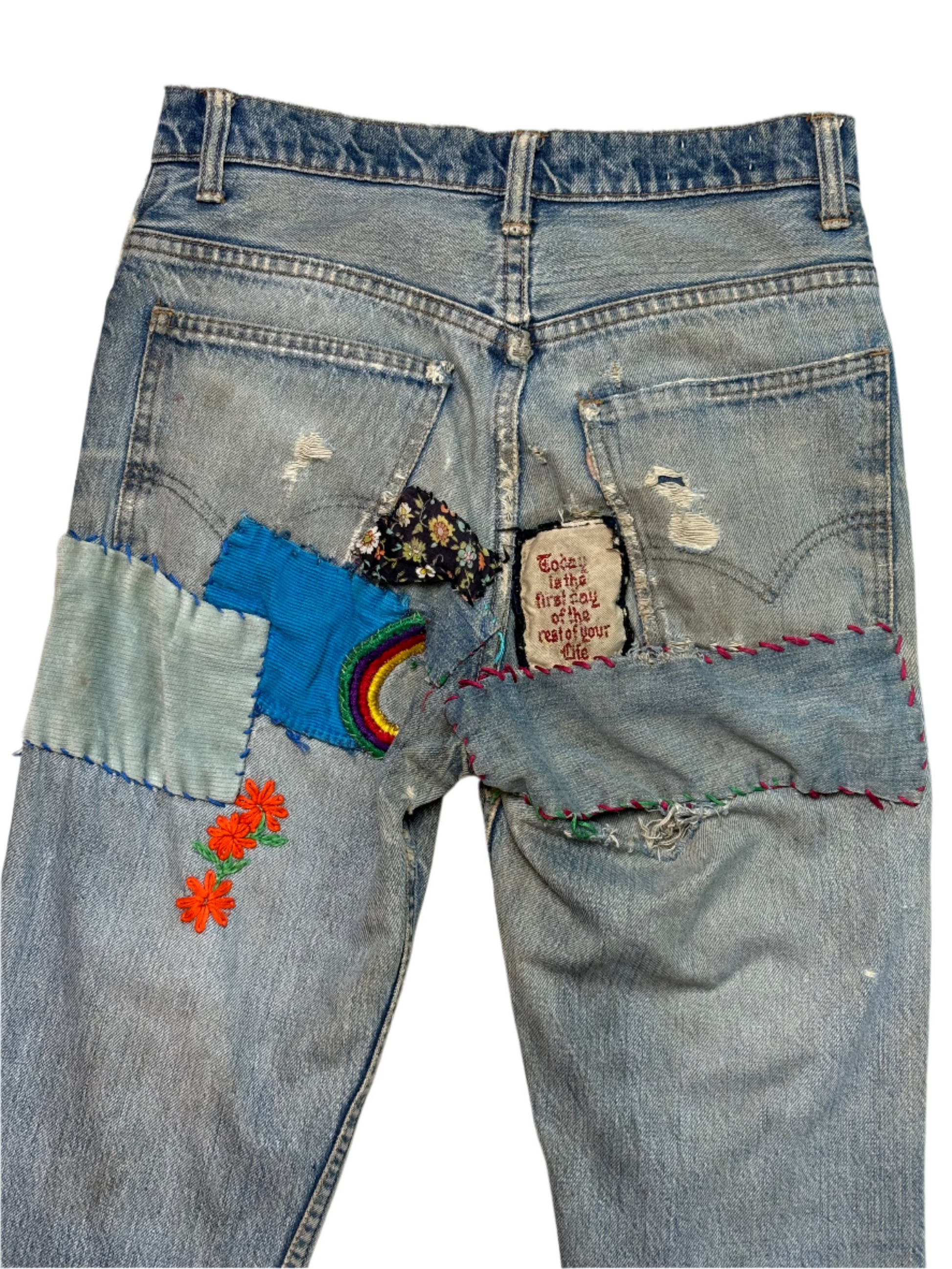 *AS IS* 60s Levis Org Tab All Over Patchwork Jeans 28x31