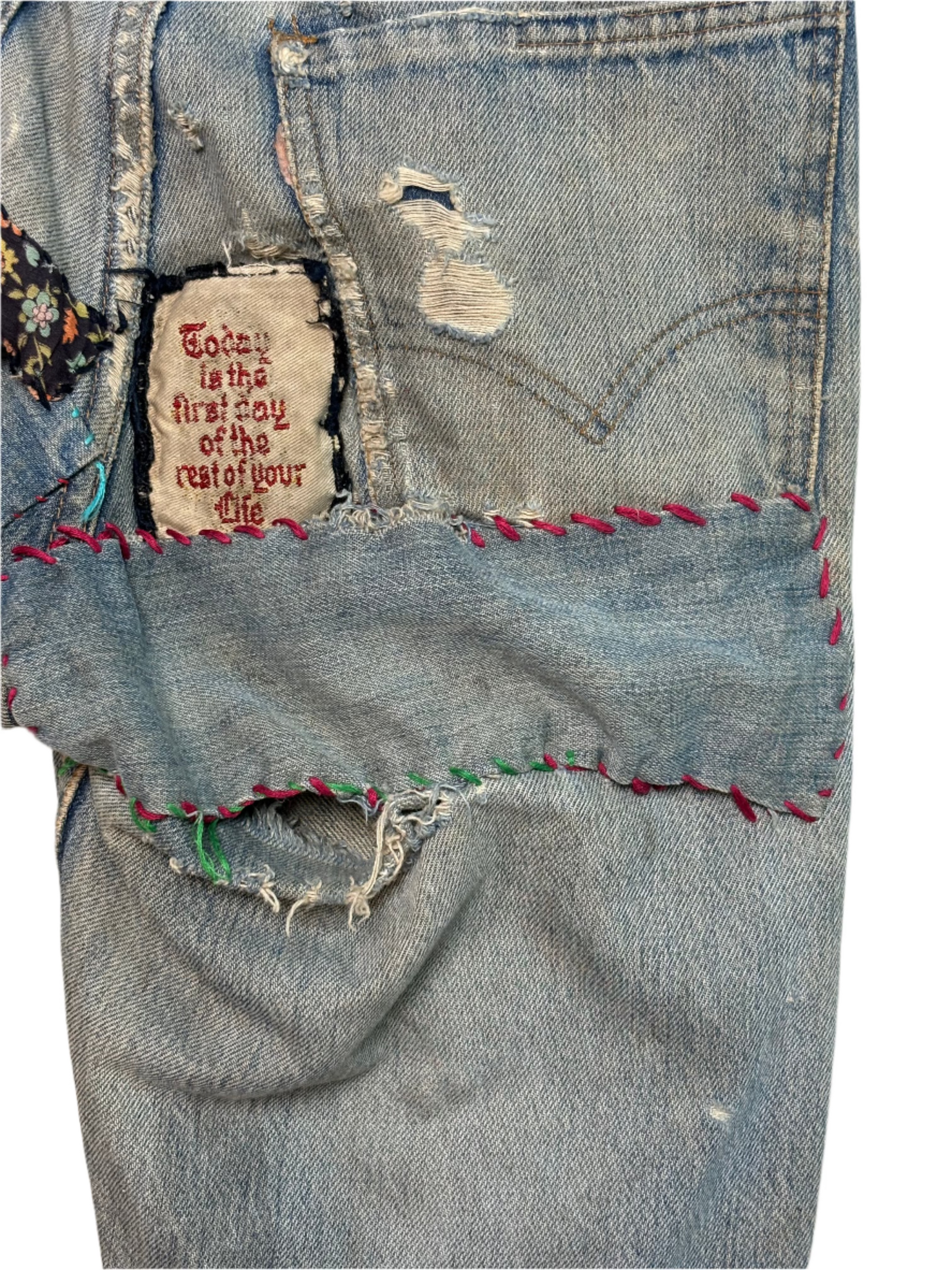 *AS IS* 60s Levis Org Tab All Over Patchwork Jeans 28x31