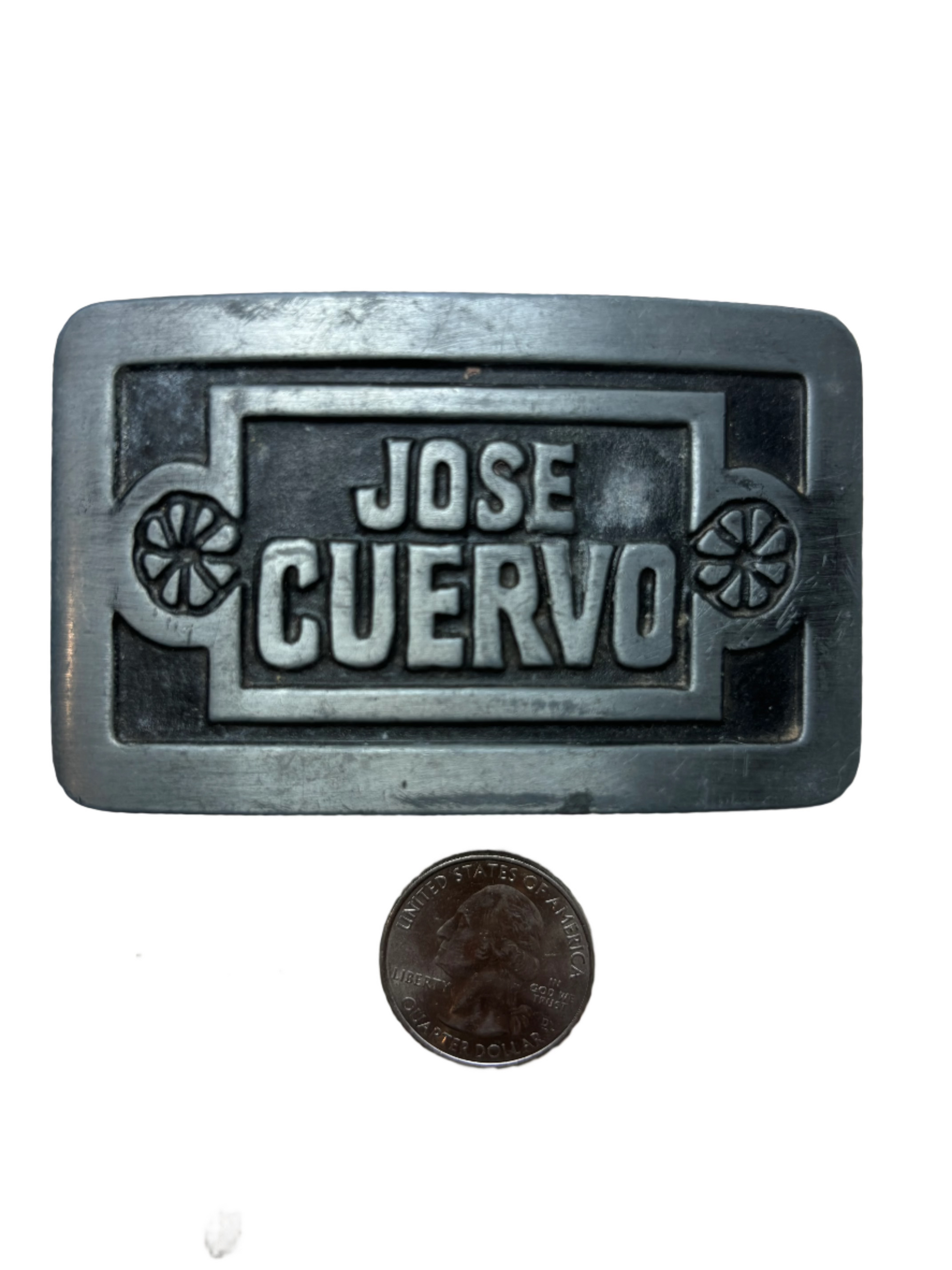 '77 Vintage Silver Rectangular Jose Cuervo Buckle
