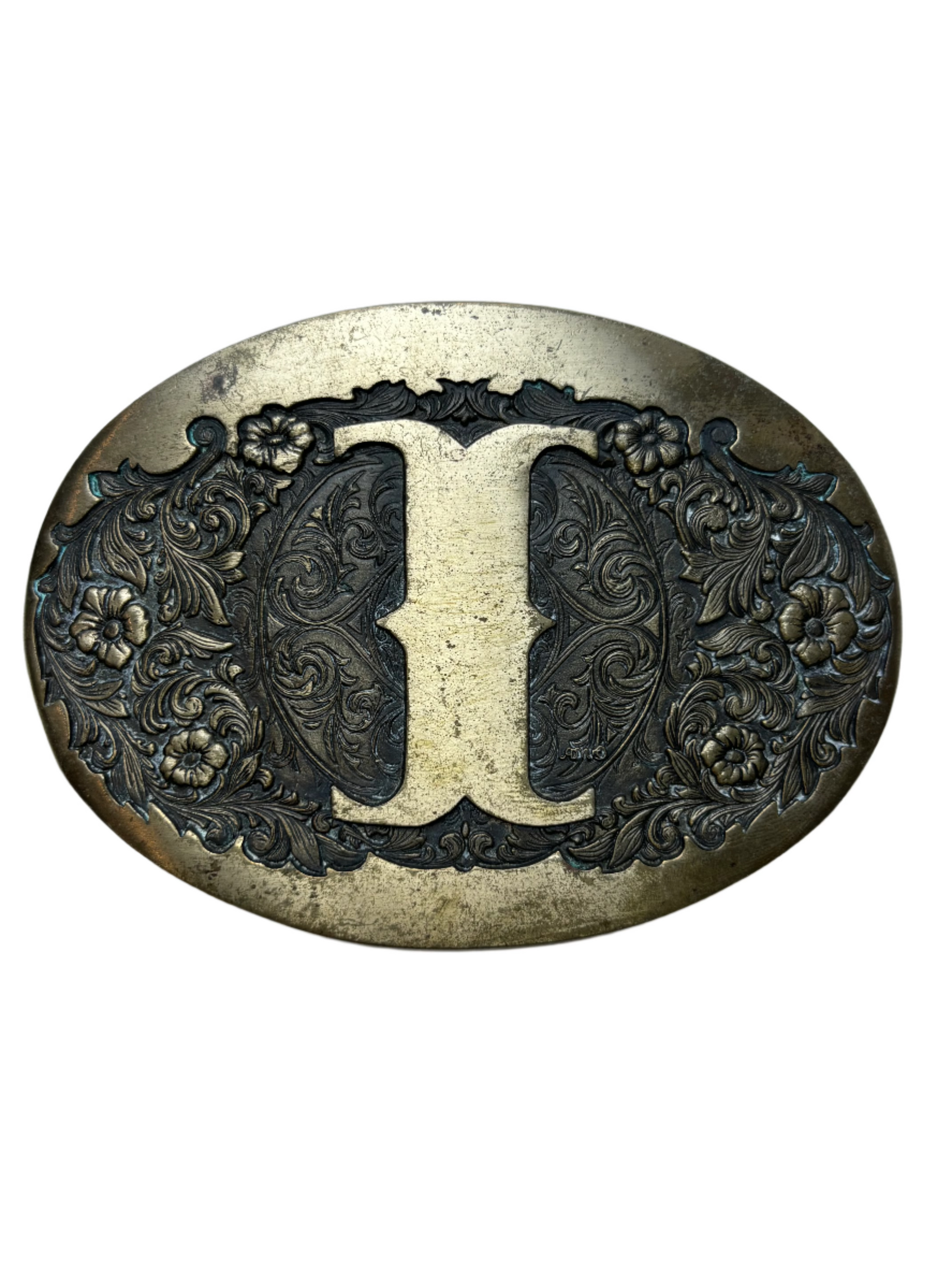 Vintage ADM Brass Initial "I" Buckle