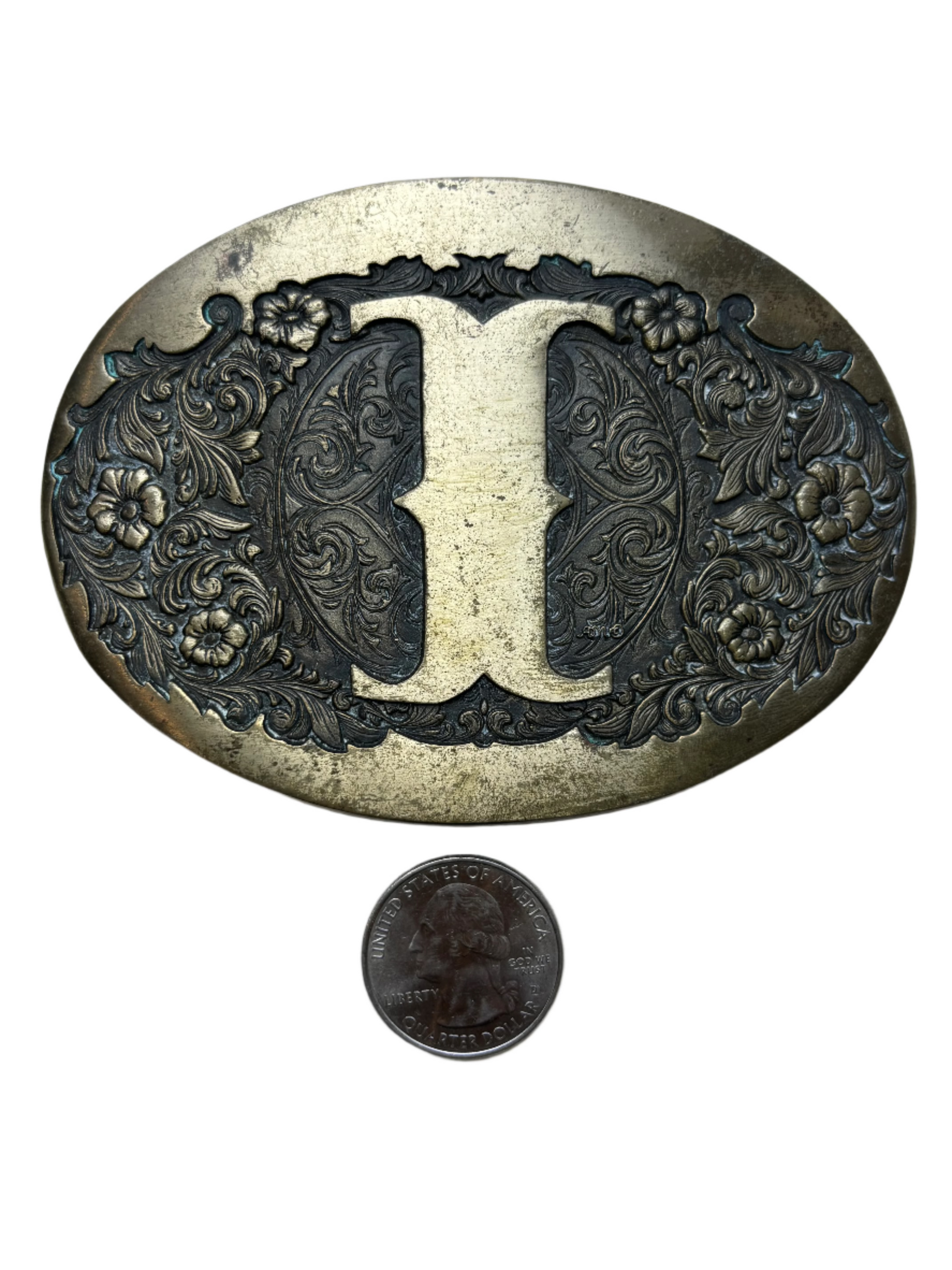 Vintage ADM Brass Initial "I" Buckle