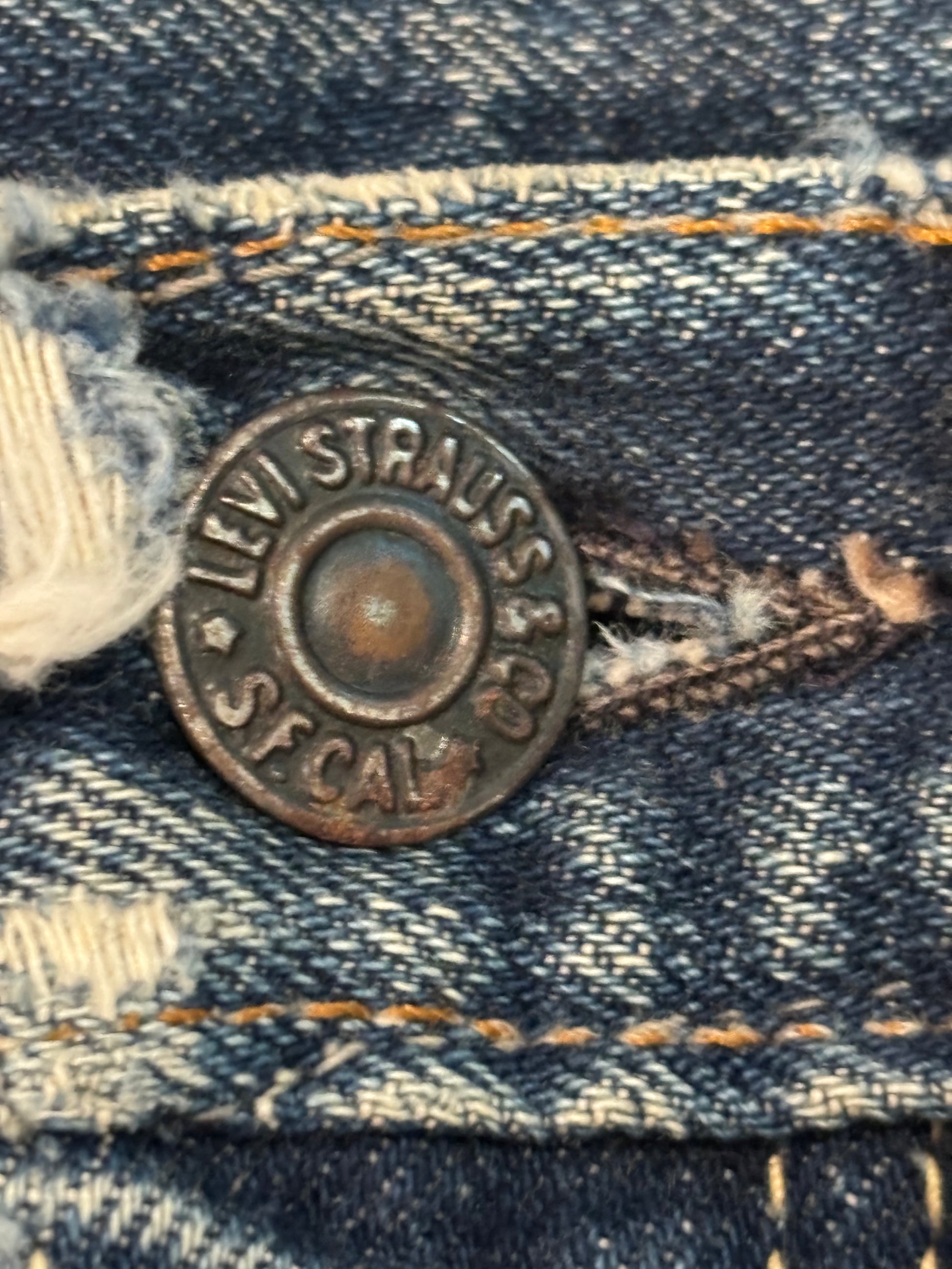 60s/70s Vintage Levis Distressed Jean Shorts 28"