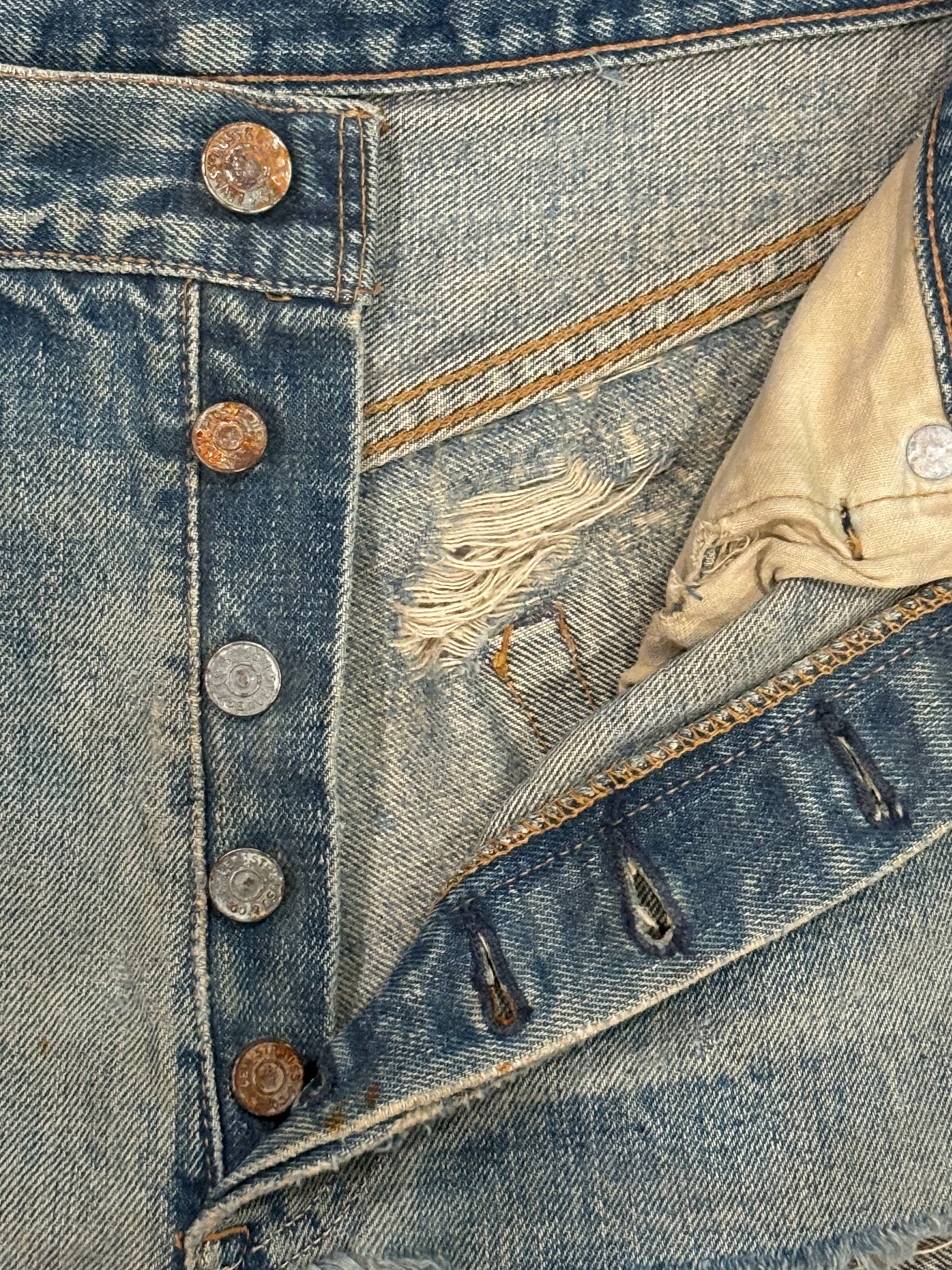 60s Vintage Levis Big E Selvedge Cut Off Shorts 28"