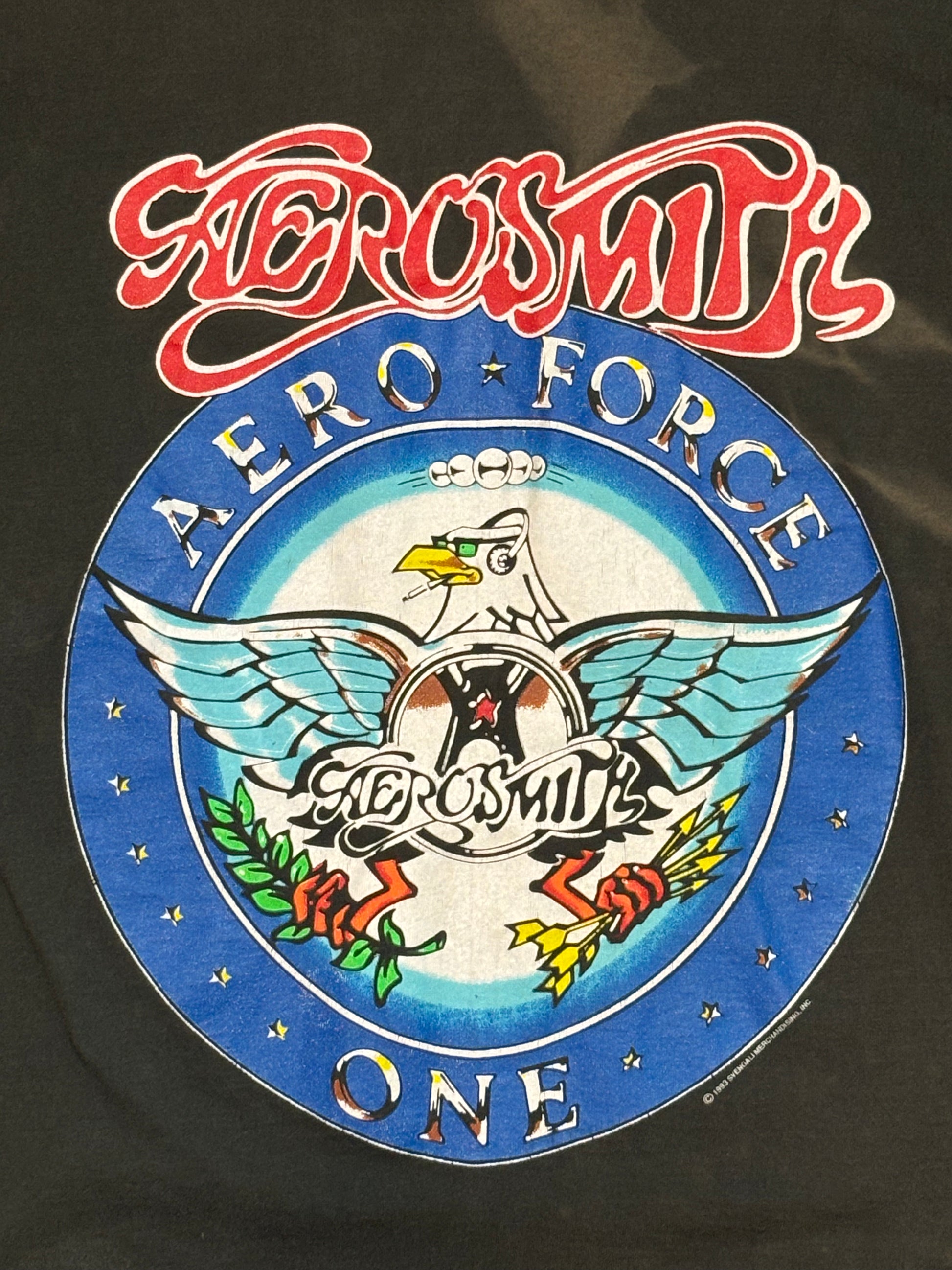 1993 Vintage Black Aerosmith "Aero Force One" T-Shirt - MED