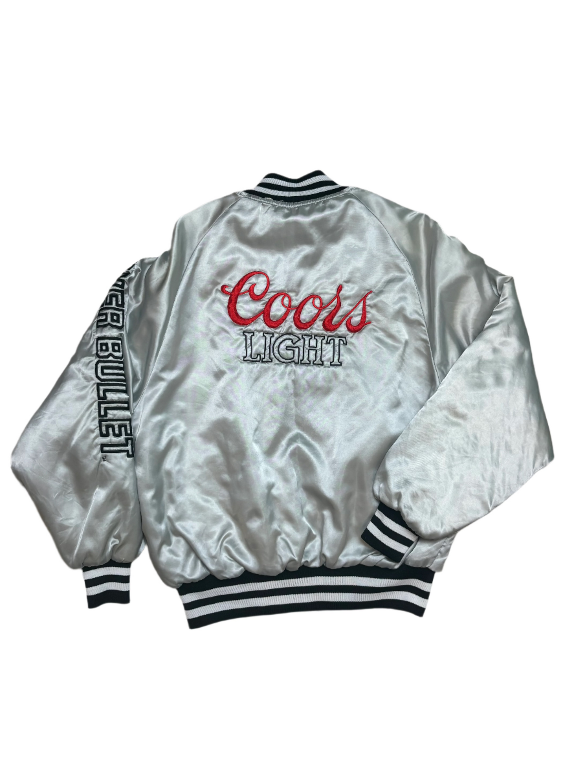 1980's Vintage Silver King Louie Coors Light Satin Bomber Jacket - LRG