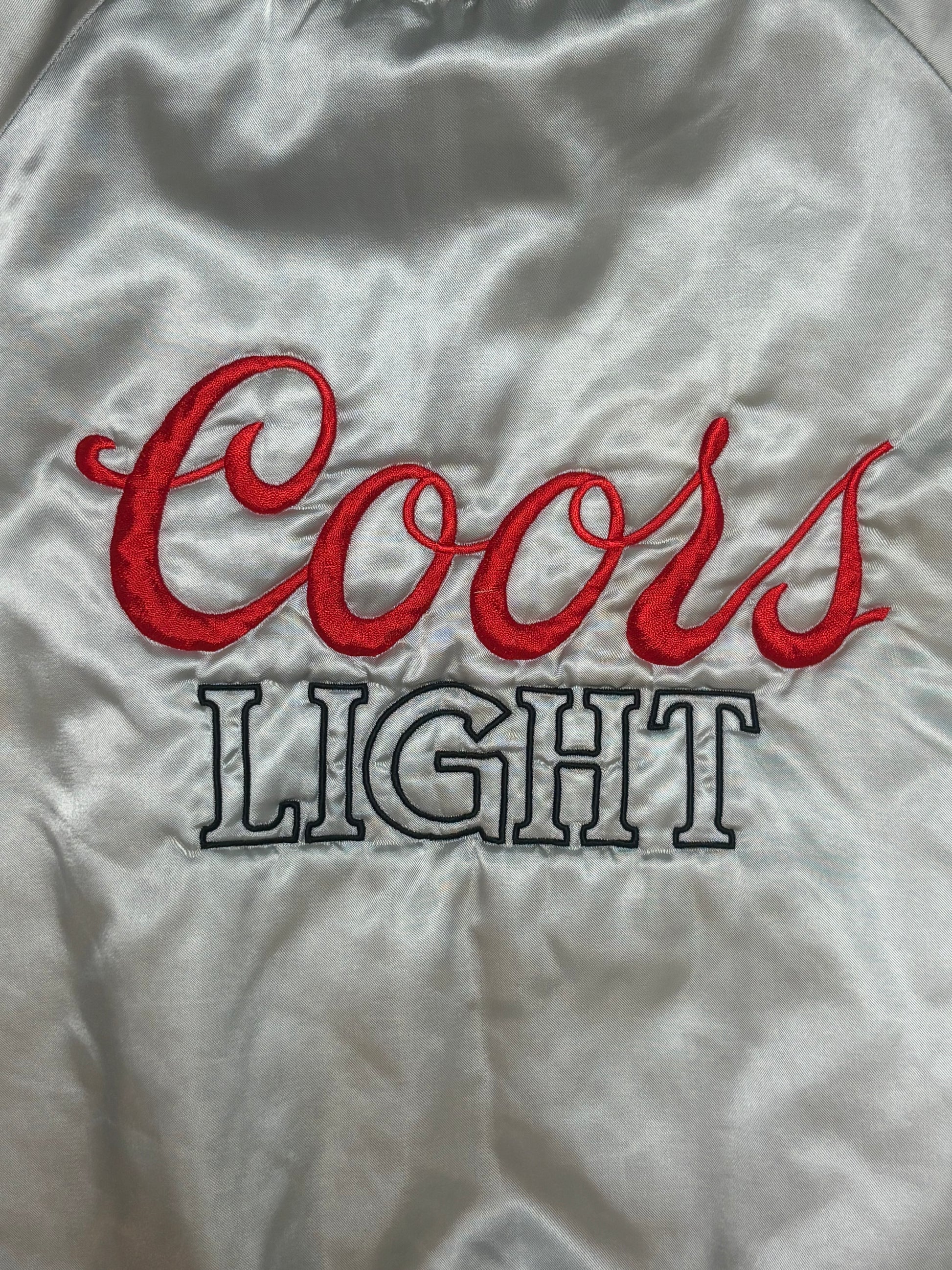 1980's Vintage Silver King Louie Coors Light Satin Bomber Jacket - LRG