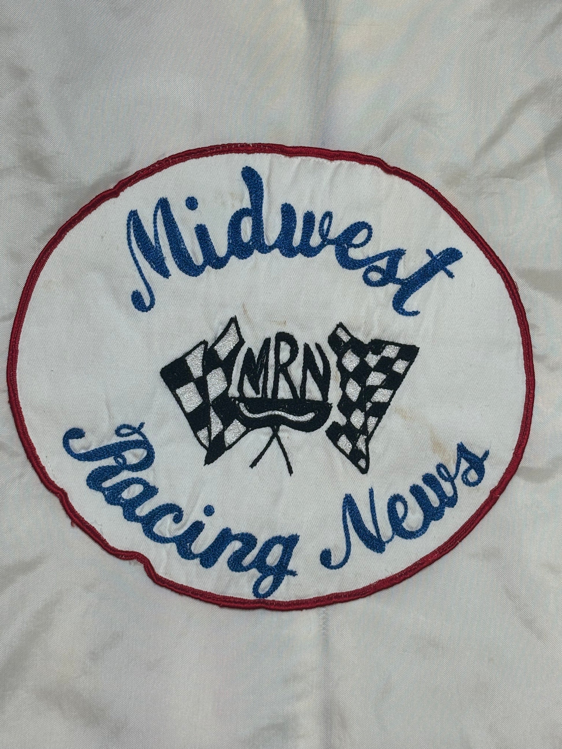 1970's Vintage White MRN Racing Striped Windbreaker Jacket - 3XL