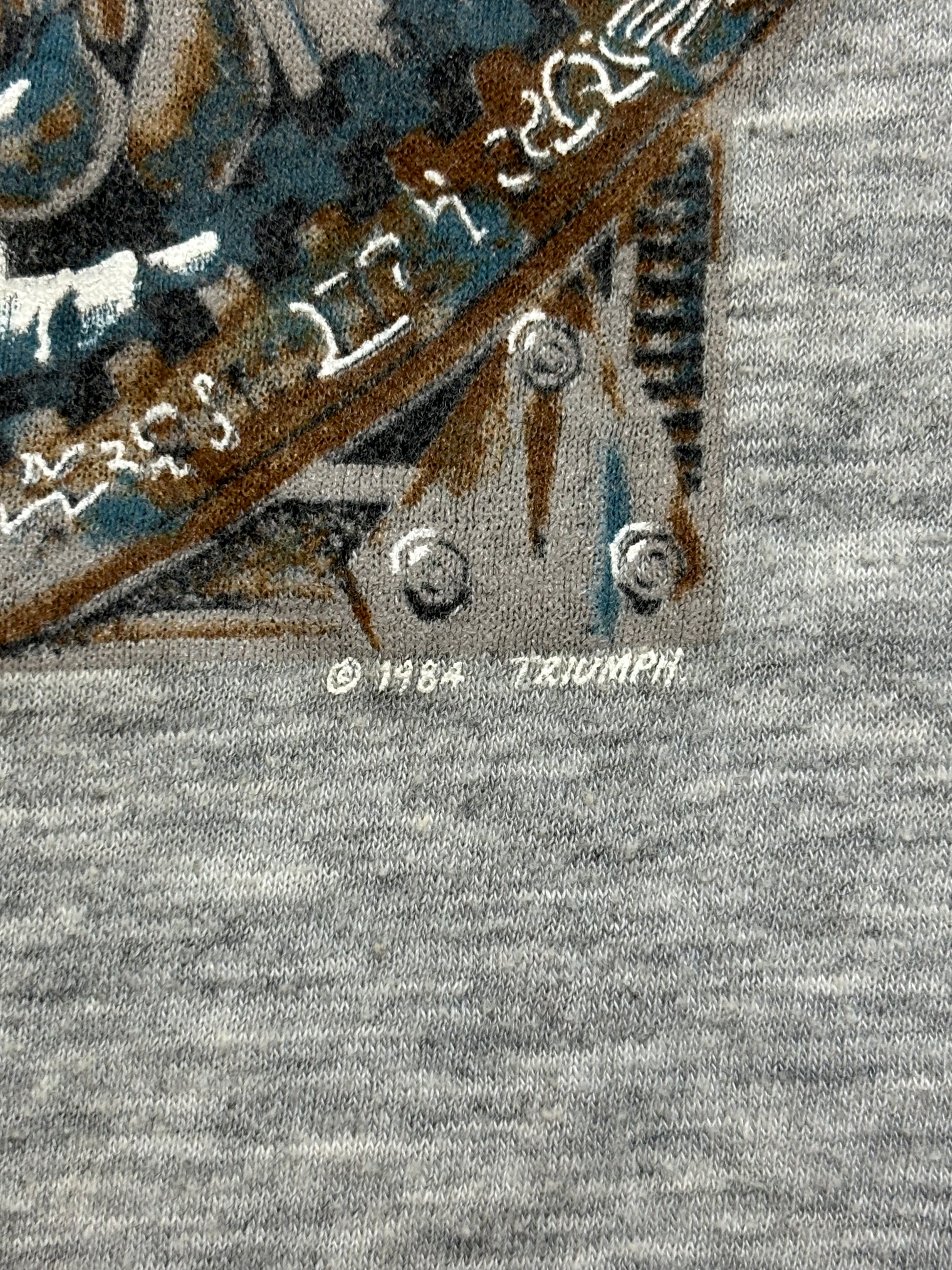 1984 Vintage Grey Triumph "World Tour" Raglan T-Shirt - MED