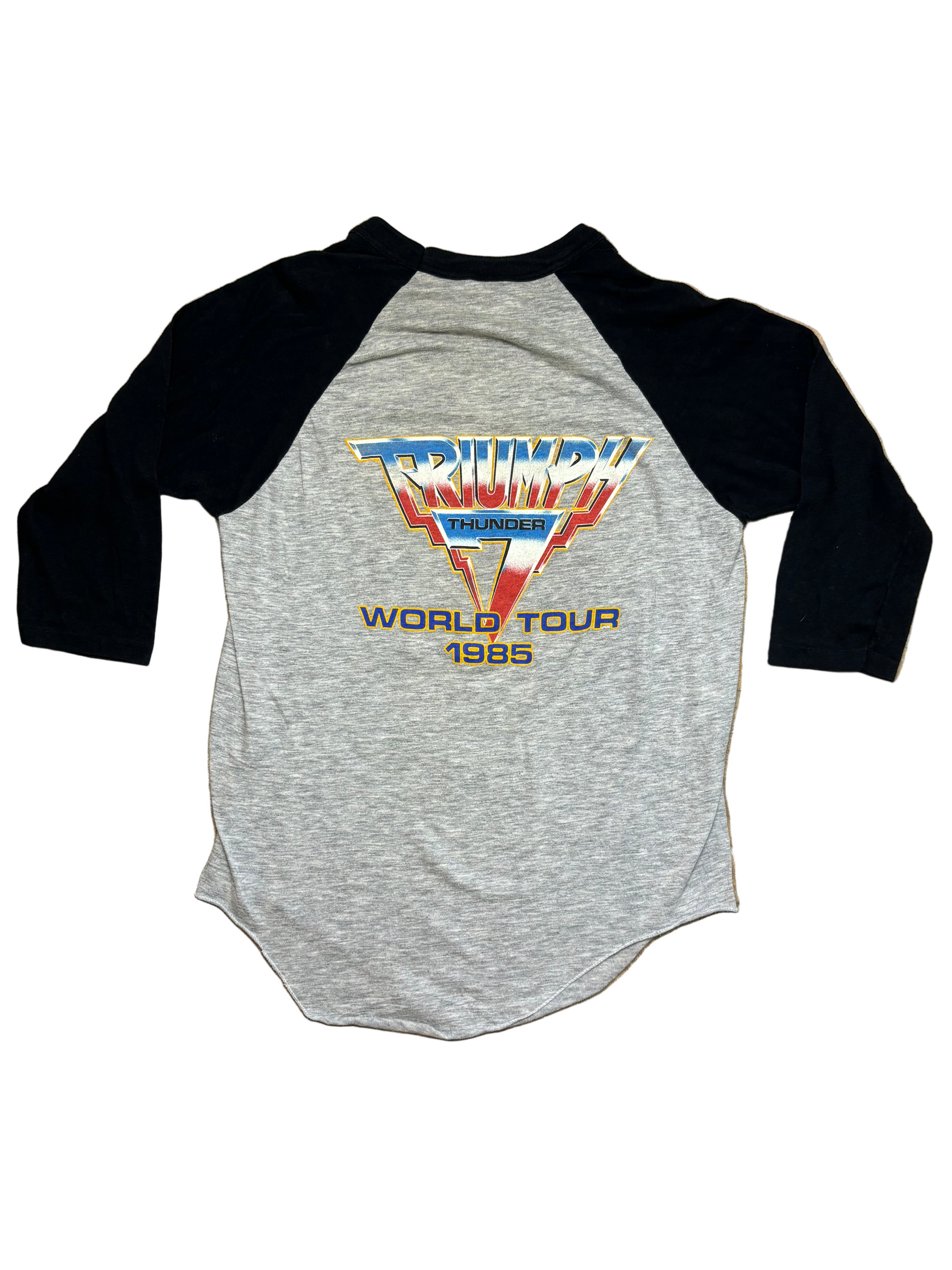 1984 Vintage Grey Triumph "World Tour" Raglan T-Shirt - MED
