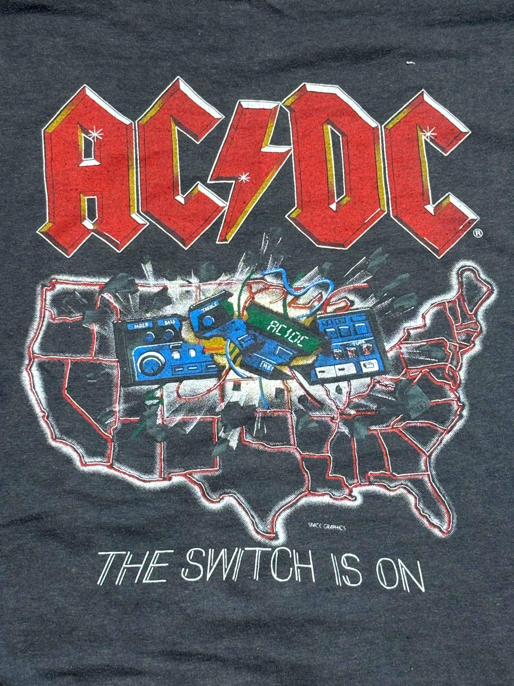 1983 Vintage Black AC DC "Flick of the Switch" T-Shirt - MED