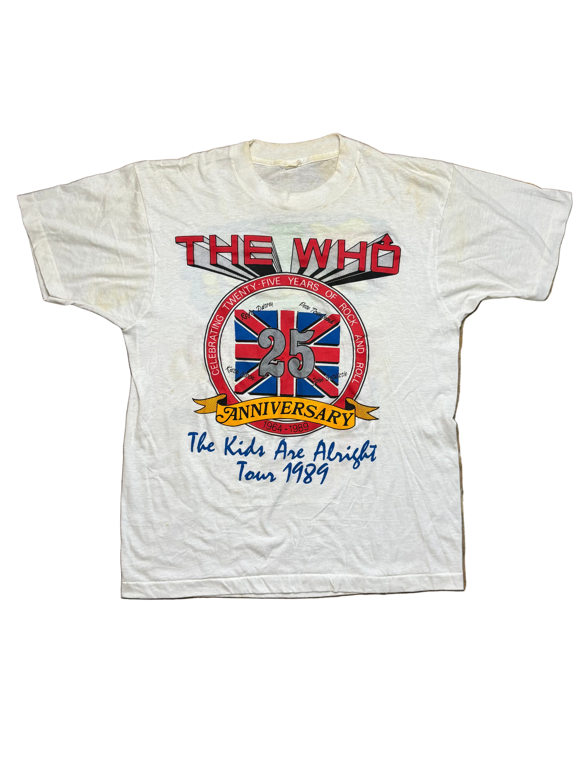 1989 Vintage White The Who, Stevie Ray, Texas Party T-Shirt - MED