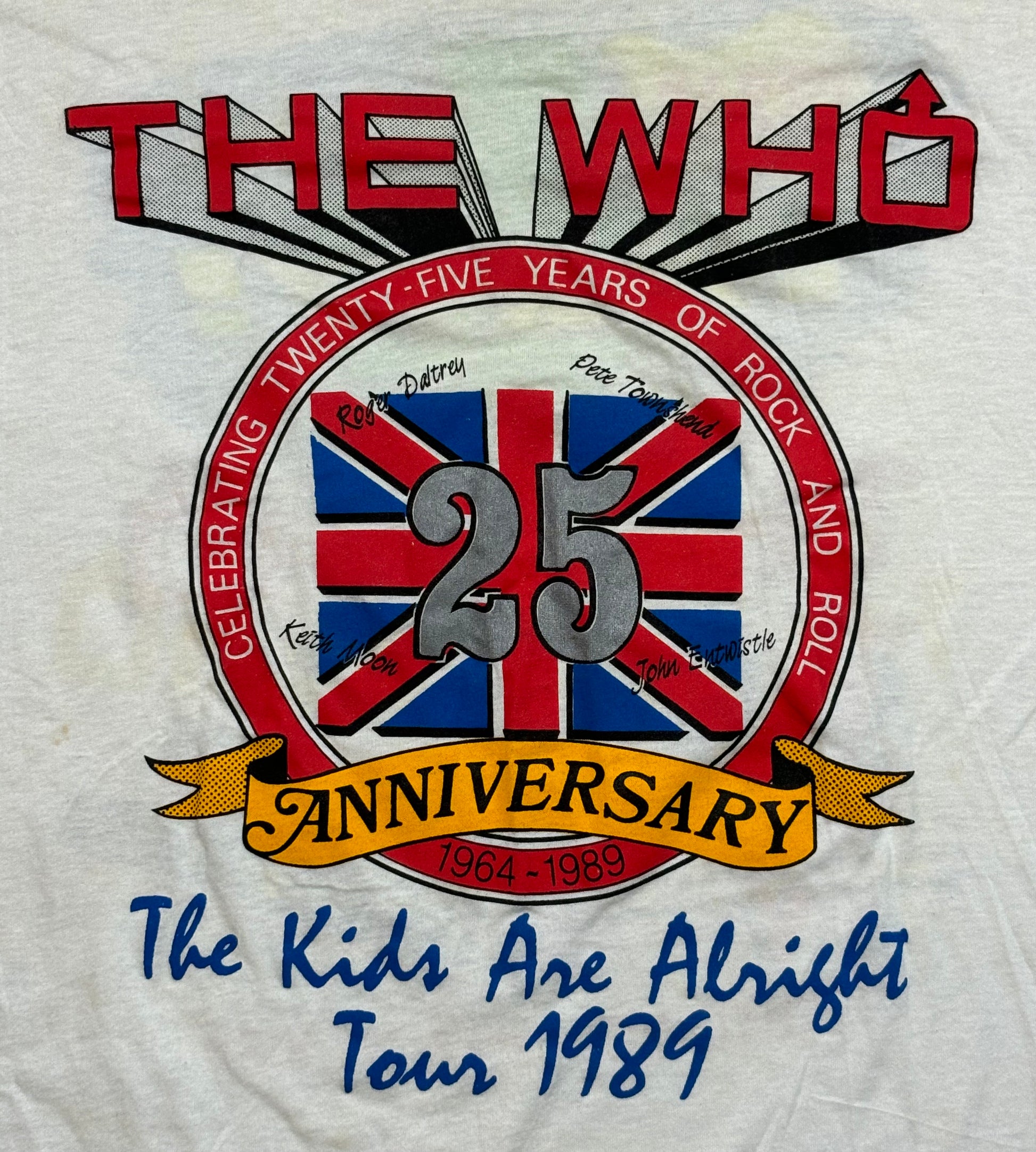 1989 Vintage White The Who, Stevie Ray, Texas Party T-Shirt - MED