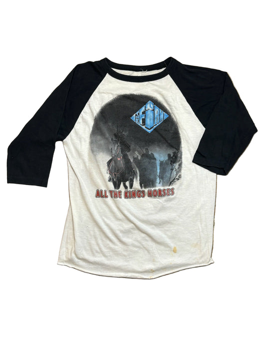 1986 Vintage White/Black The Firm "All Kings Horses" Raglan T-Shirt - MED