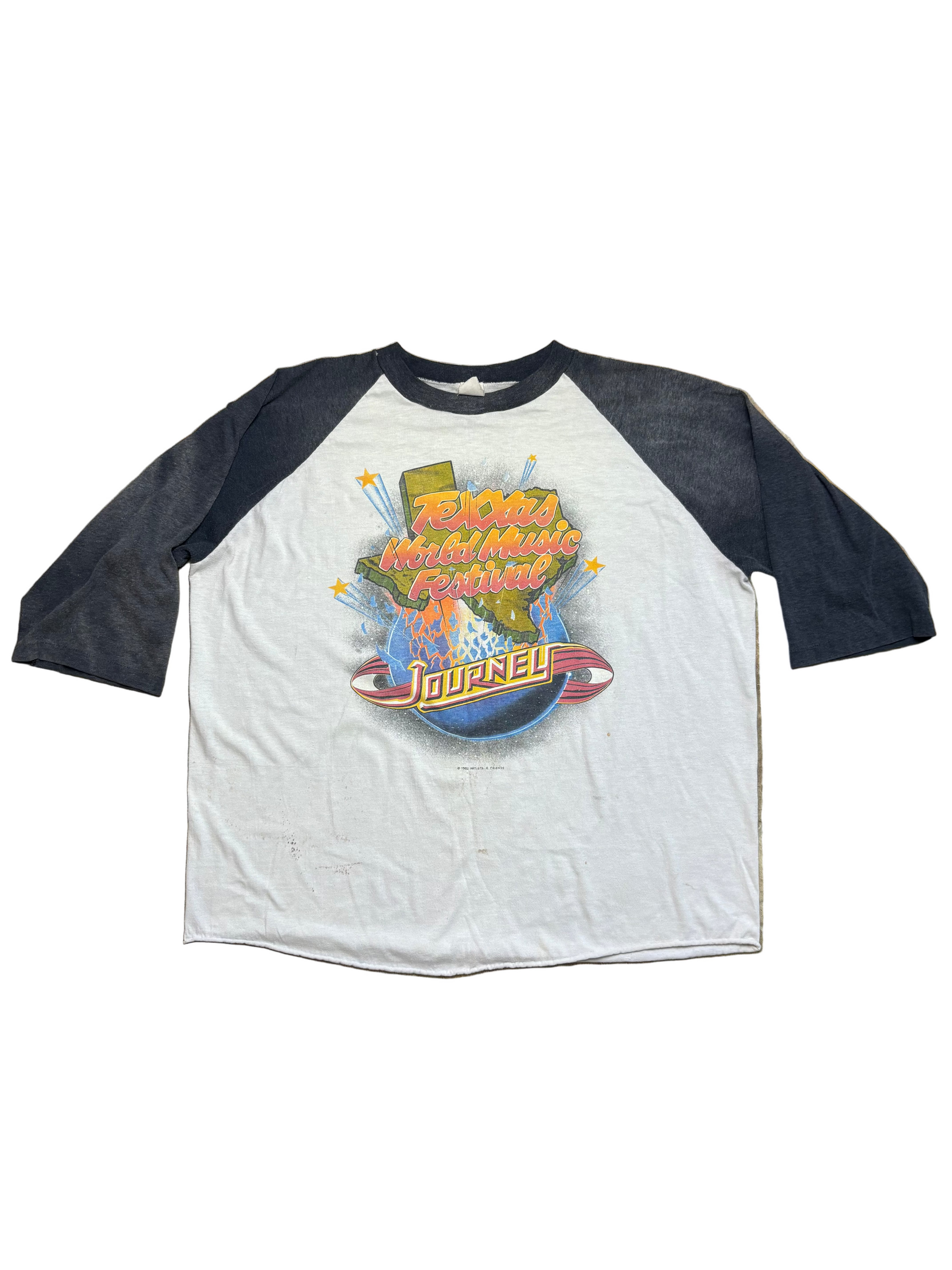 1982 Vintage White/Black Journey "Texxas World Music Festival" Raglan T-Shirt - XL