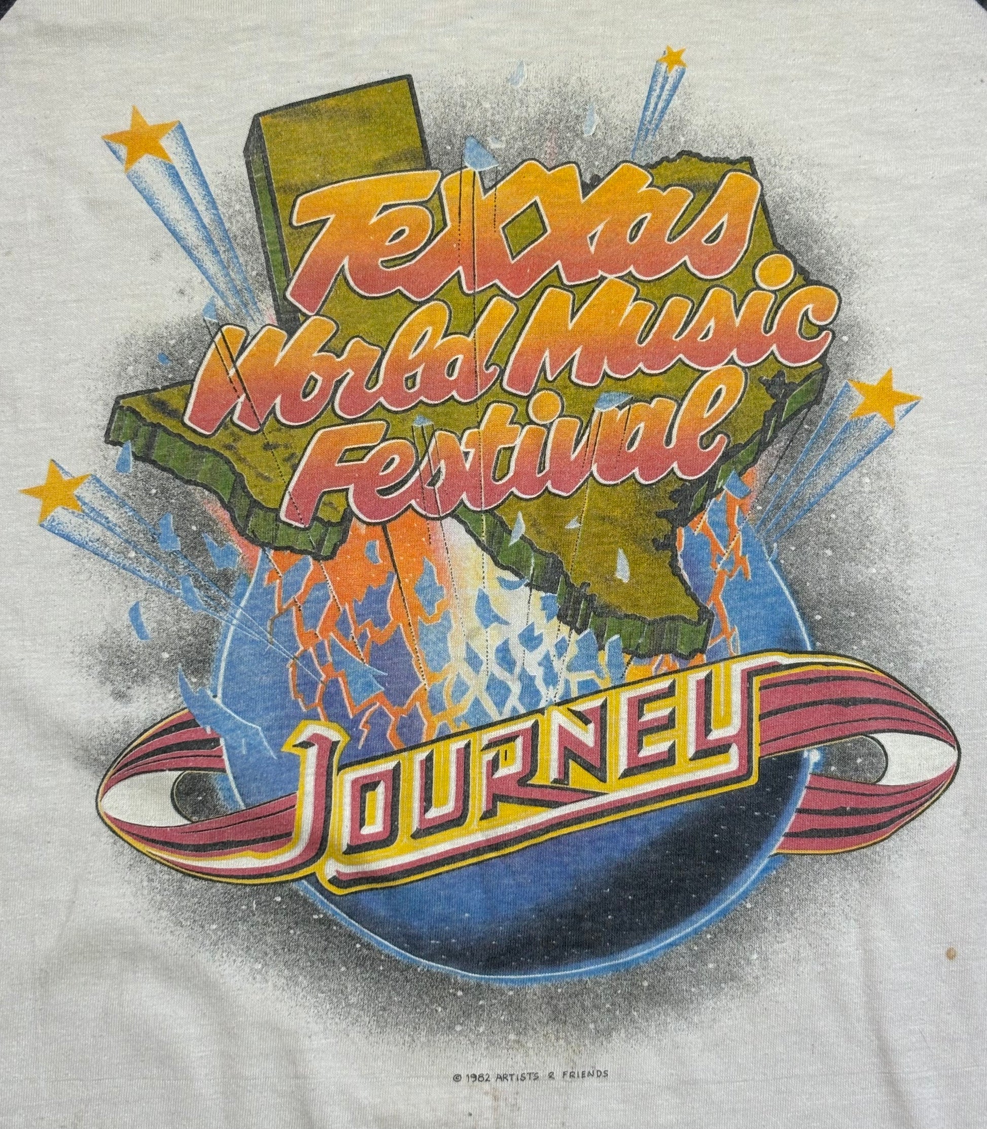 1982 Vintage White/Black Journey "Texxas World Music Festival" Raglan T-Shirt - XL