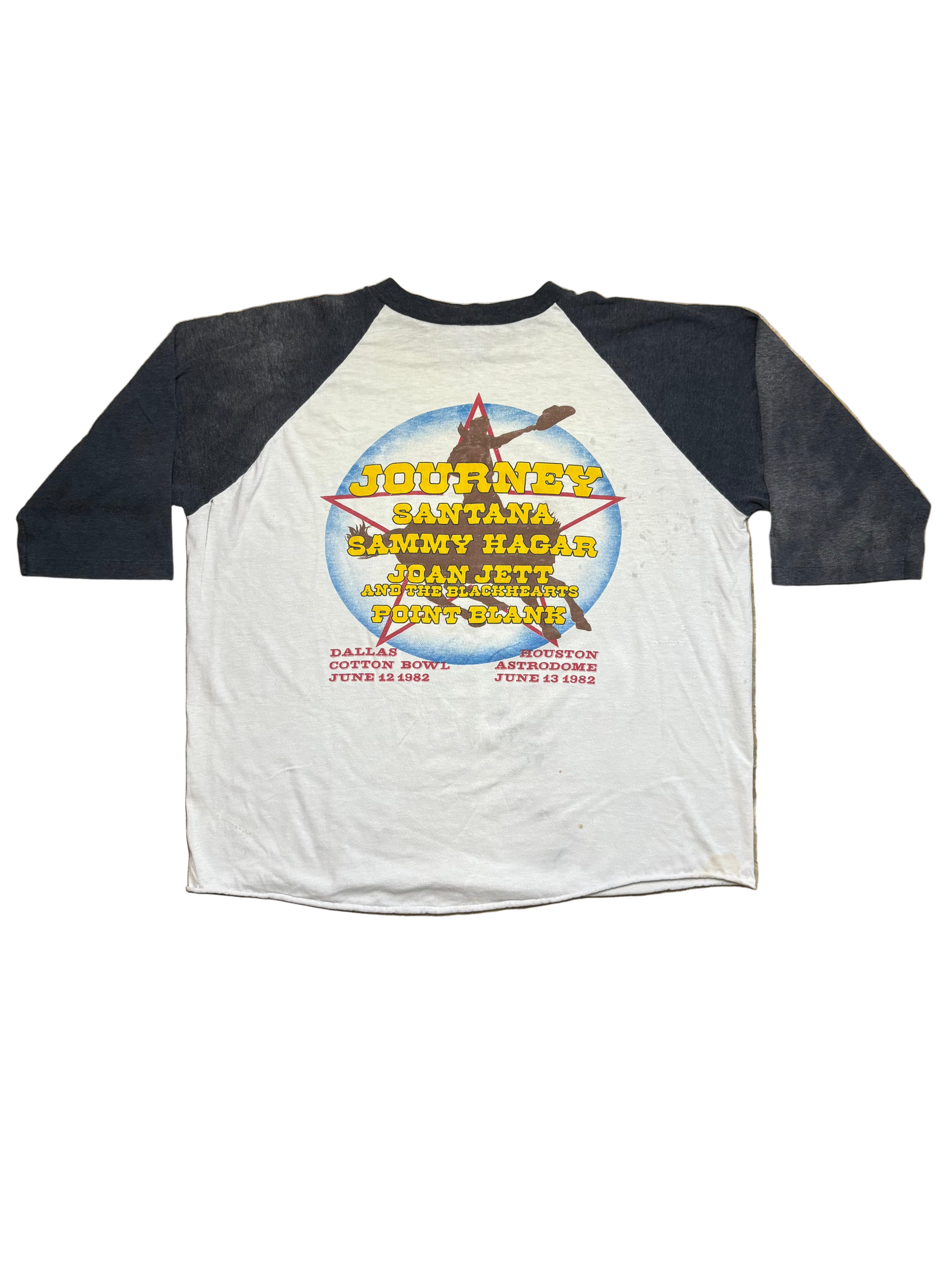 1982 Vintage White/Black Journey "Texxas World Music Festival" Raglan T-Shirt - XL