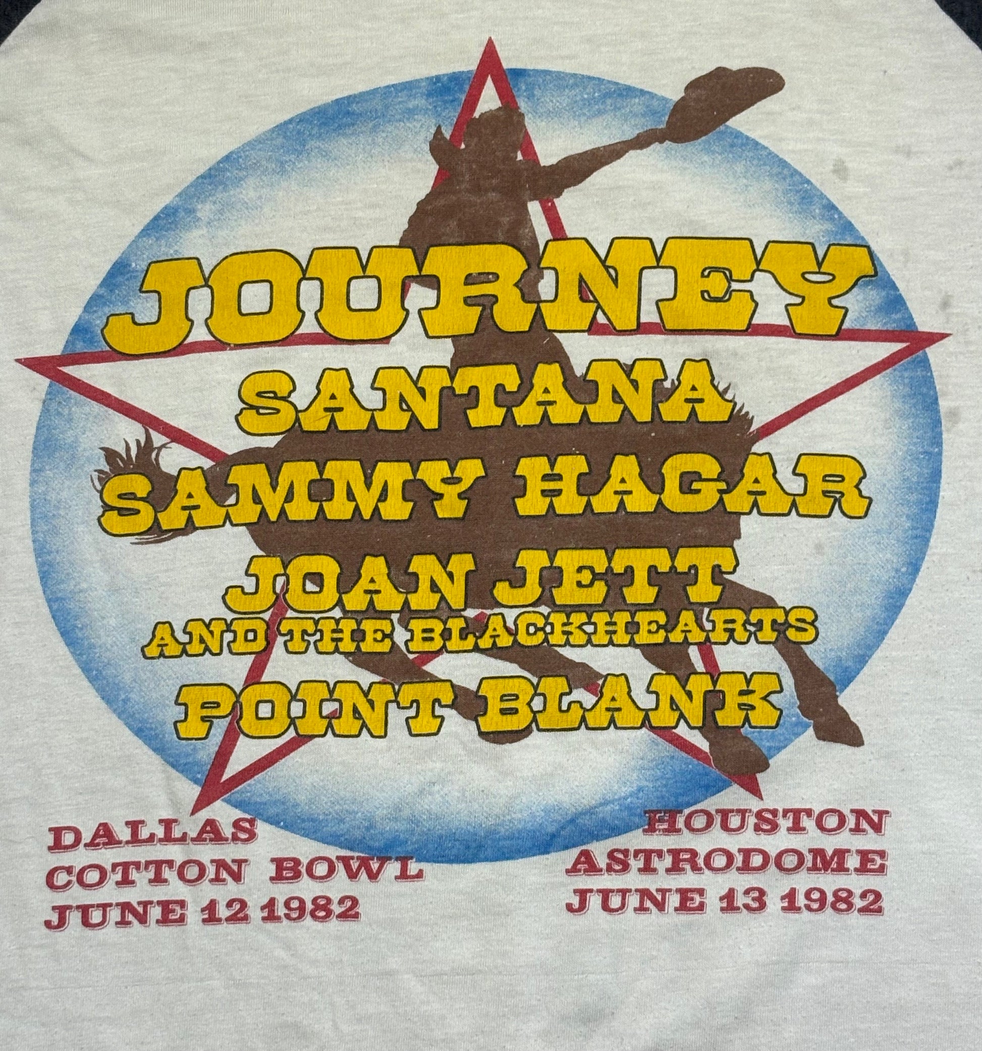 1982 Vintage White/Black Journey "Texxas World Music Festival" Raglan T-Shirt - XL