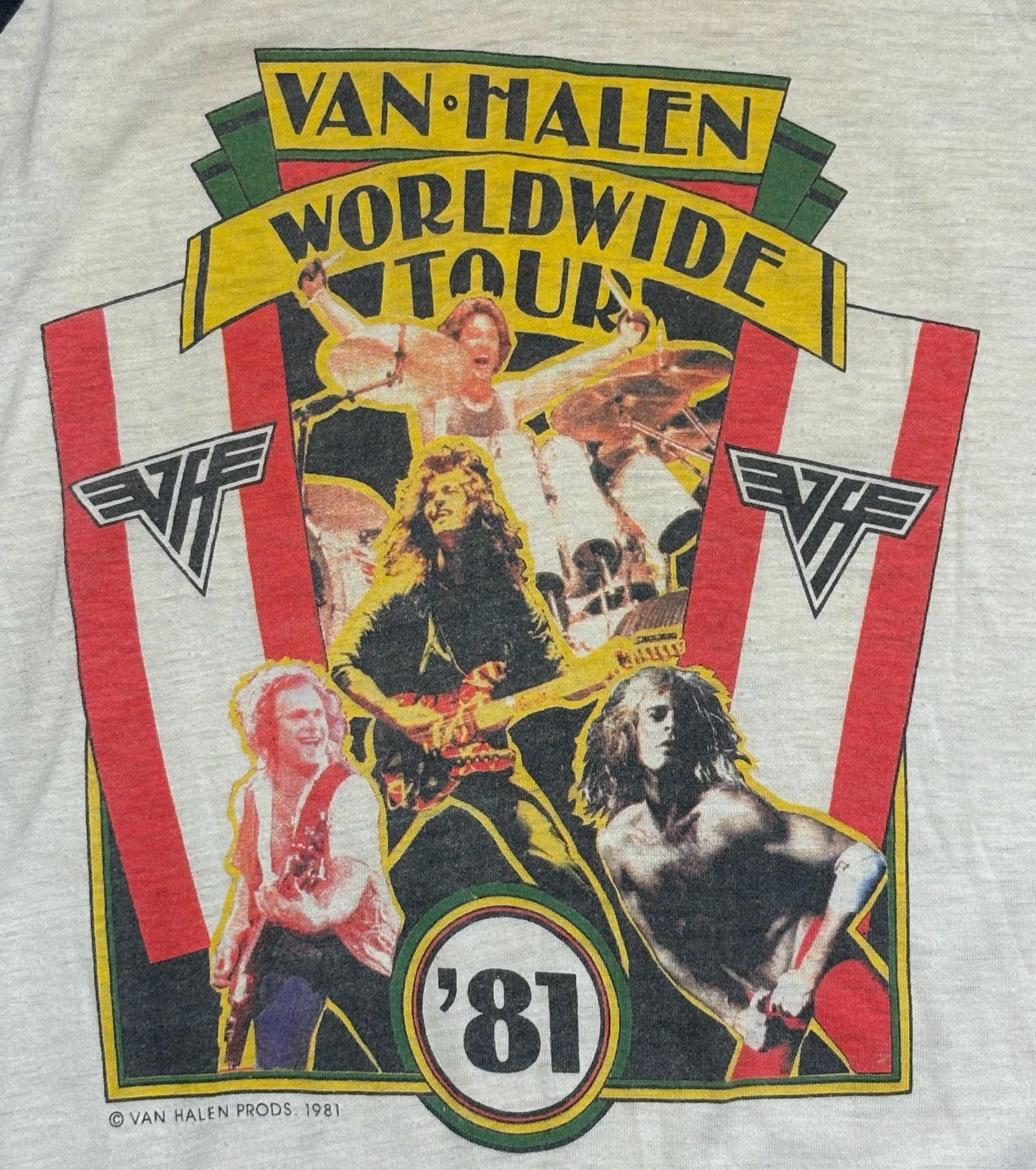 1981 Vintage Black/White Van Halan "World Tour" Raglan T-Shirt - SML