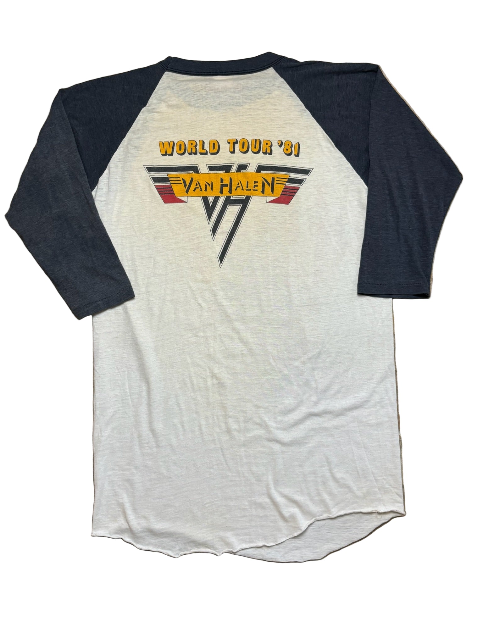 1981 Vintage Black/White Van Halan "World Tour" Raglan T-Shirt - SML