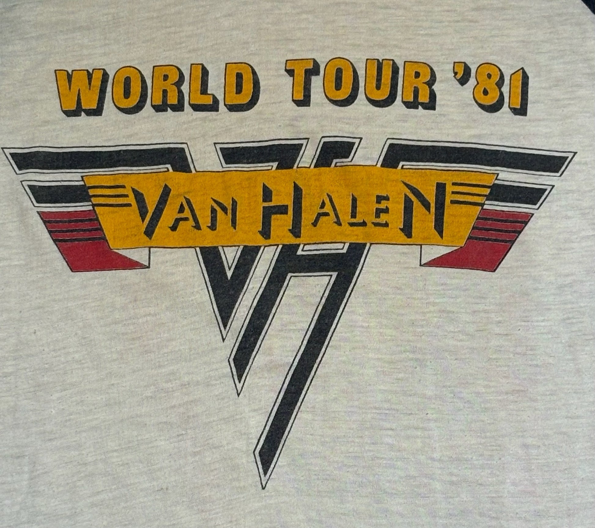1981 Vintage Black/White Van Halan "World Tour" Raglan T-Shirt - SML