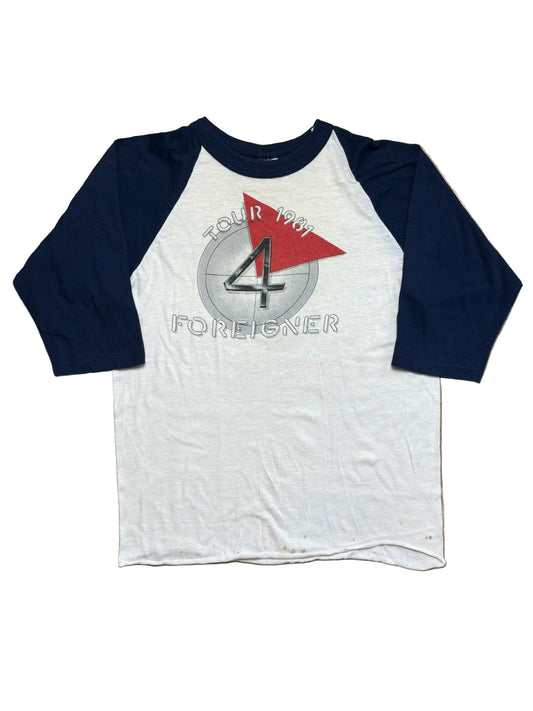 1981 Vintage White/Navy Foreigner Tour Raglan T-Shirt - MED