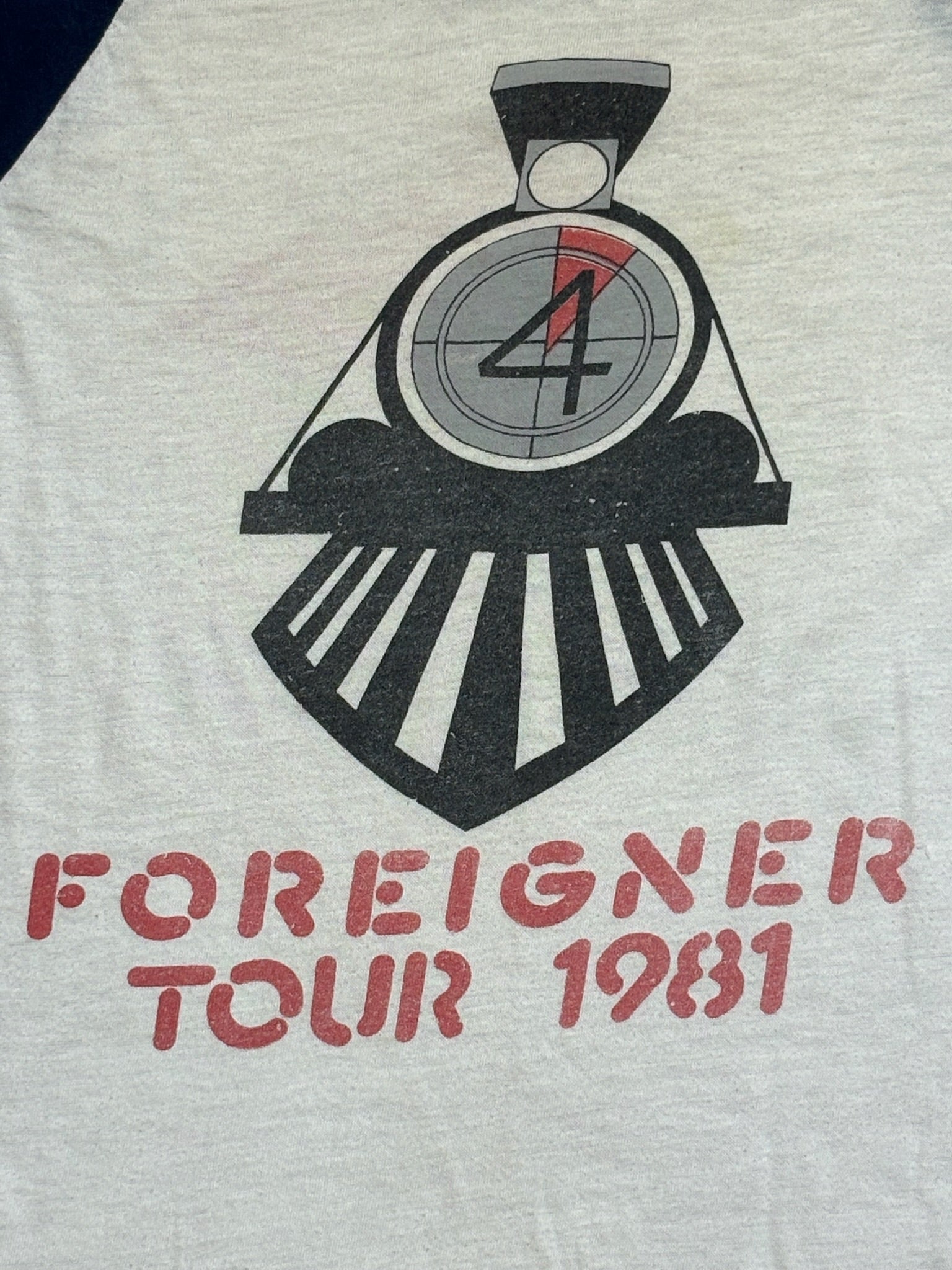 1981 Vintage White/Navy Foreigner Tour Raglan T-Shirt - MED