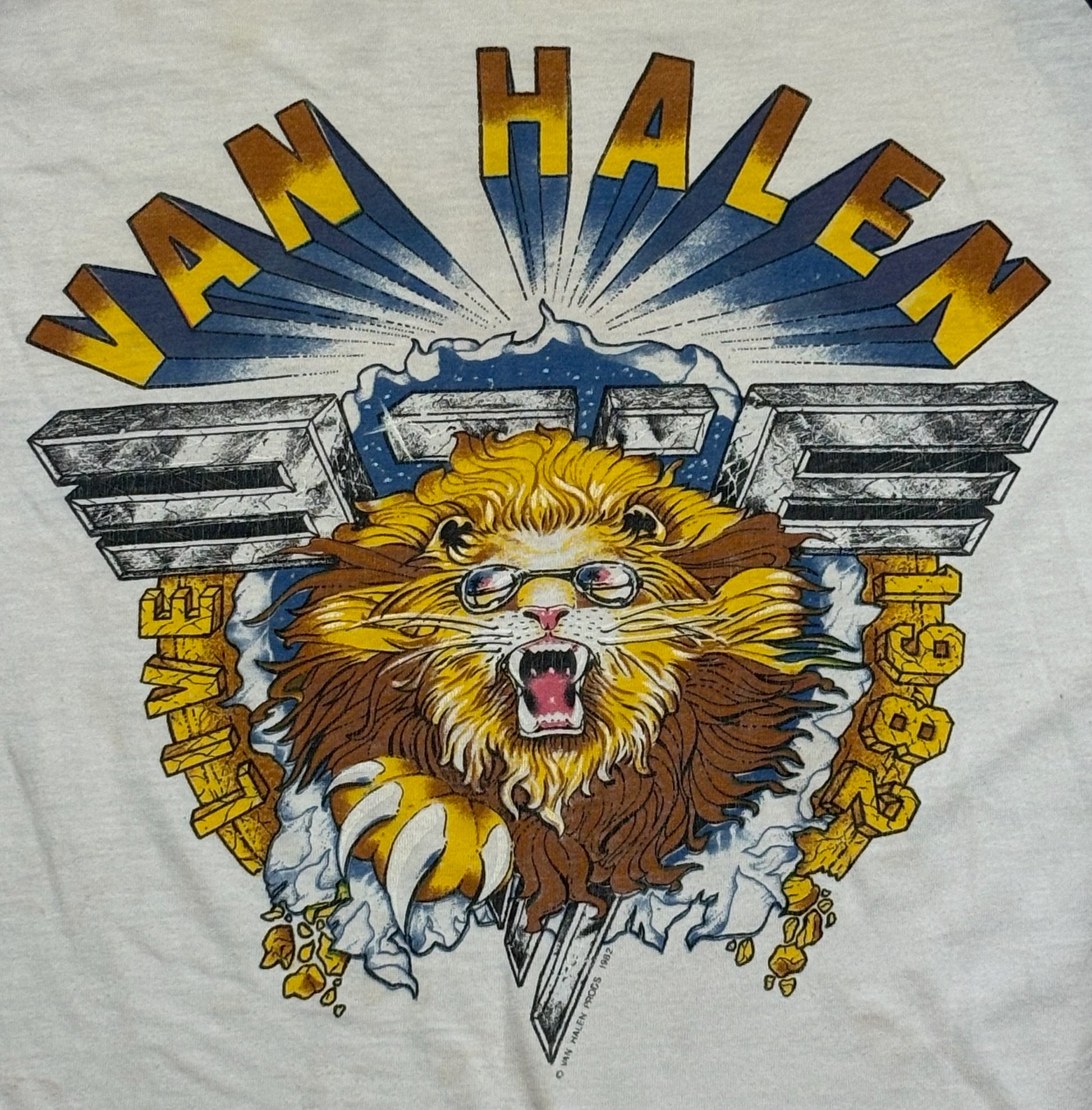1982 Vintage White/Black Van Halen "Live Lion" Raglan T-Shirt - MED