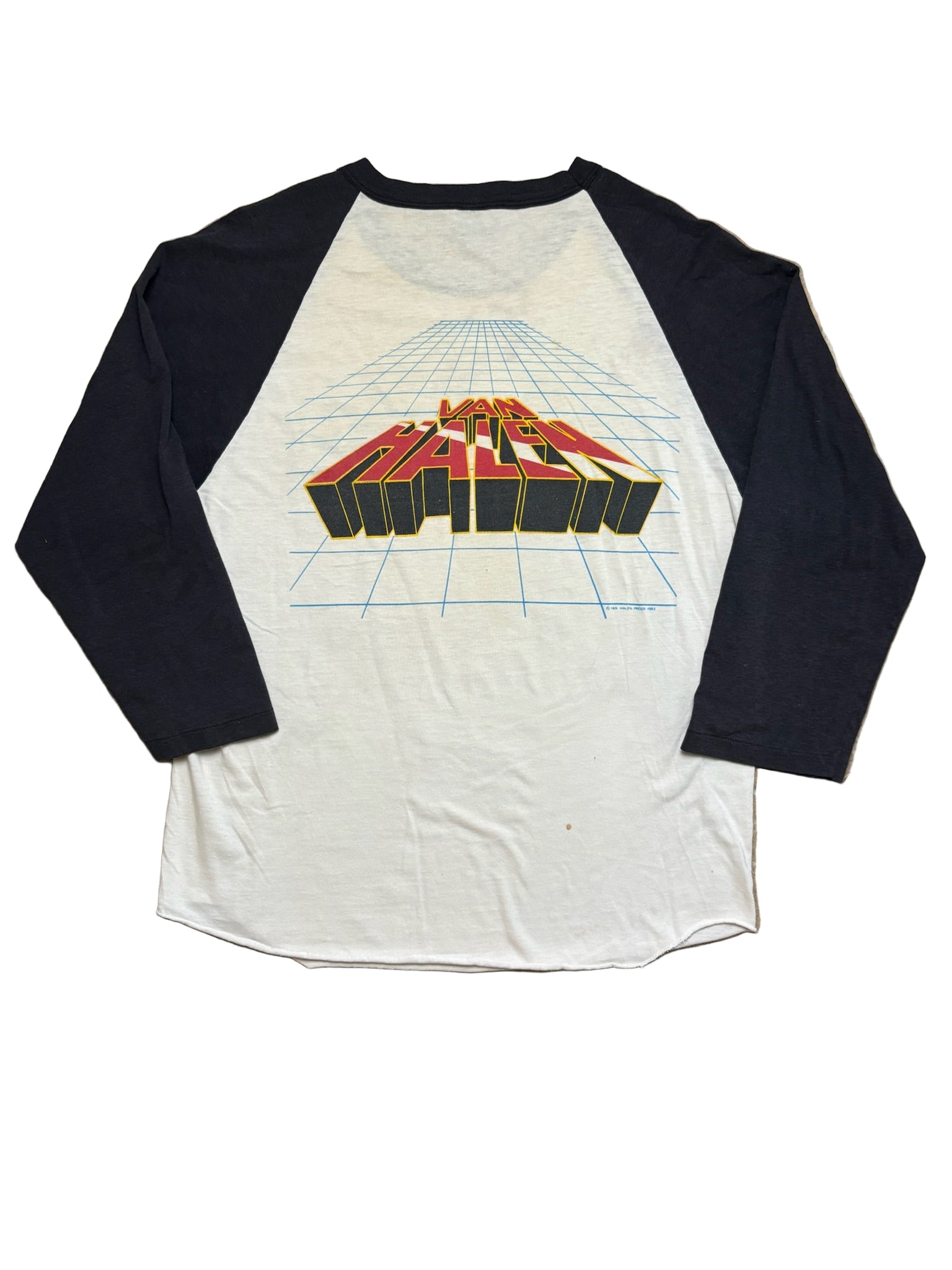 1982 Vintage White/Black Van Halen "Live Lion" Raglan T-Shirt - MED