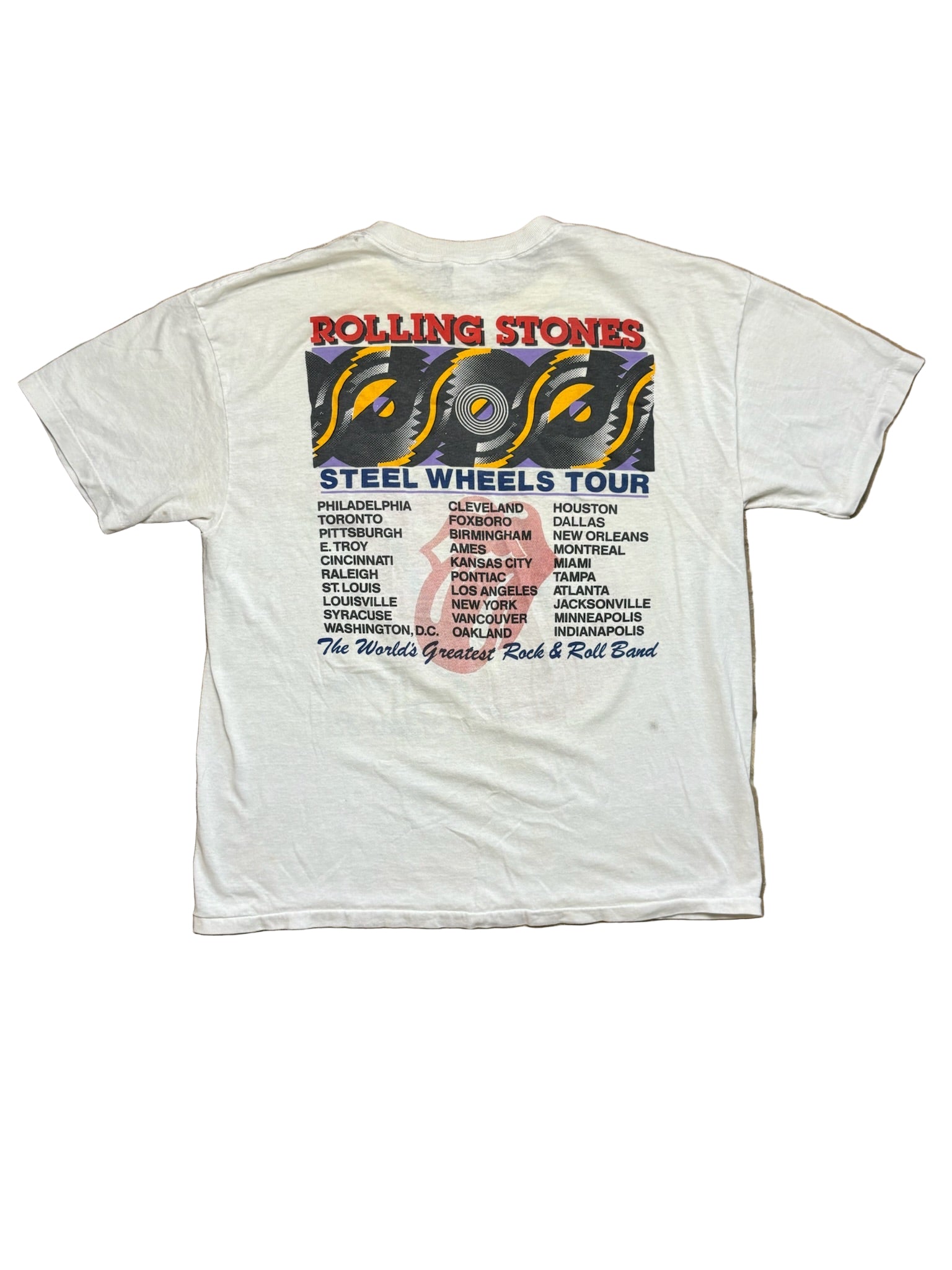 1989 Vintage White Rolling Stones "Steel Wheels Tour" T-Shirt - LRG