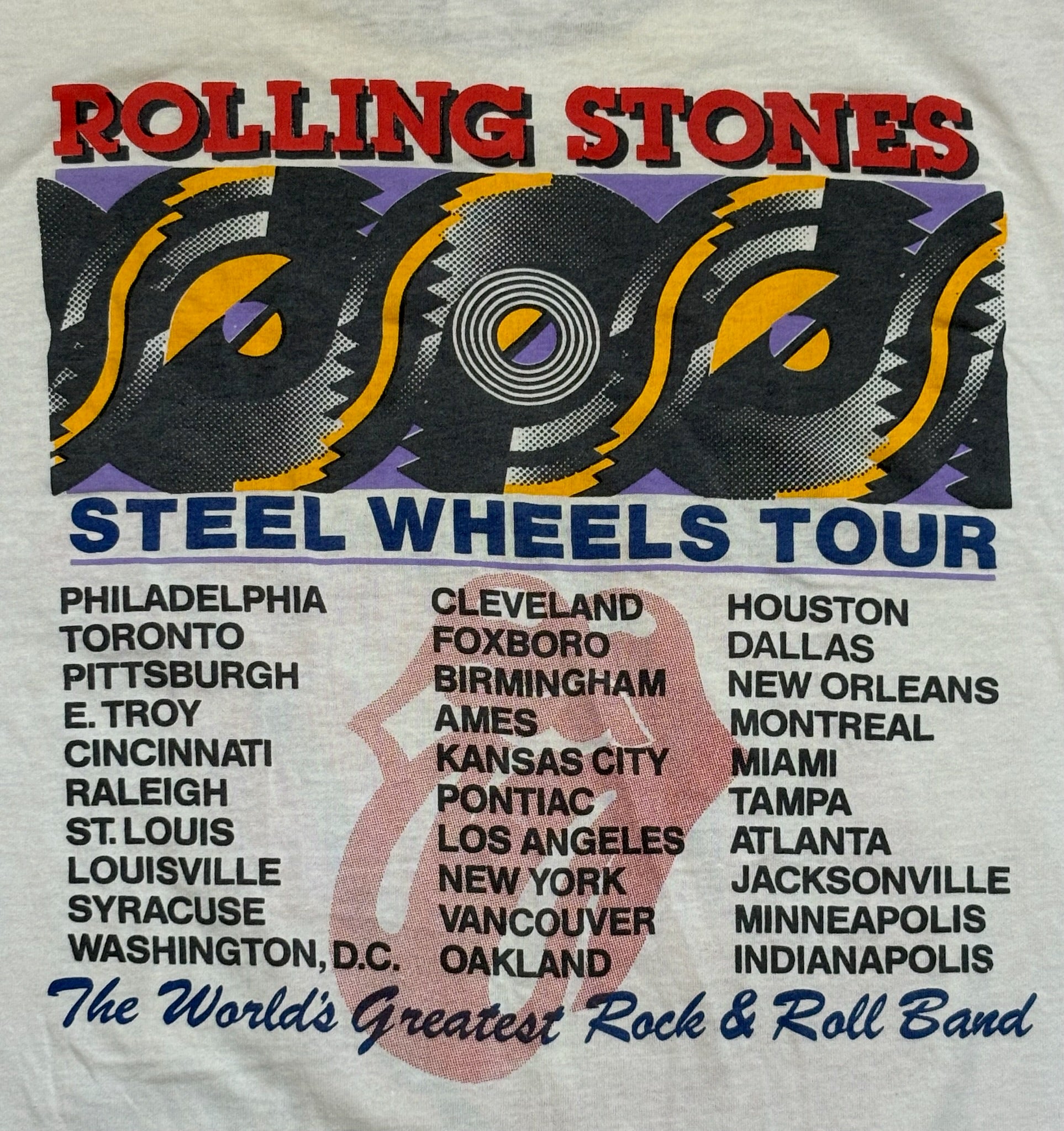 1989 Vintage White Rolling Stones "Steel Wheels Tour" T-Shirt - LRG