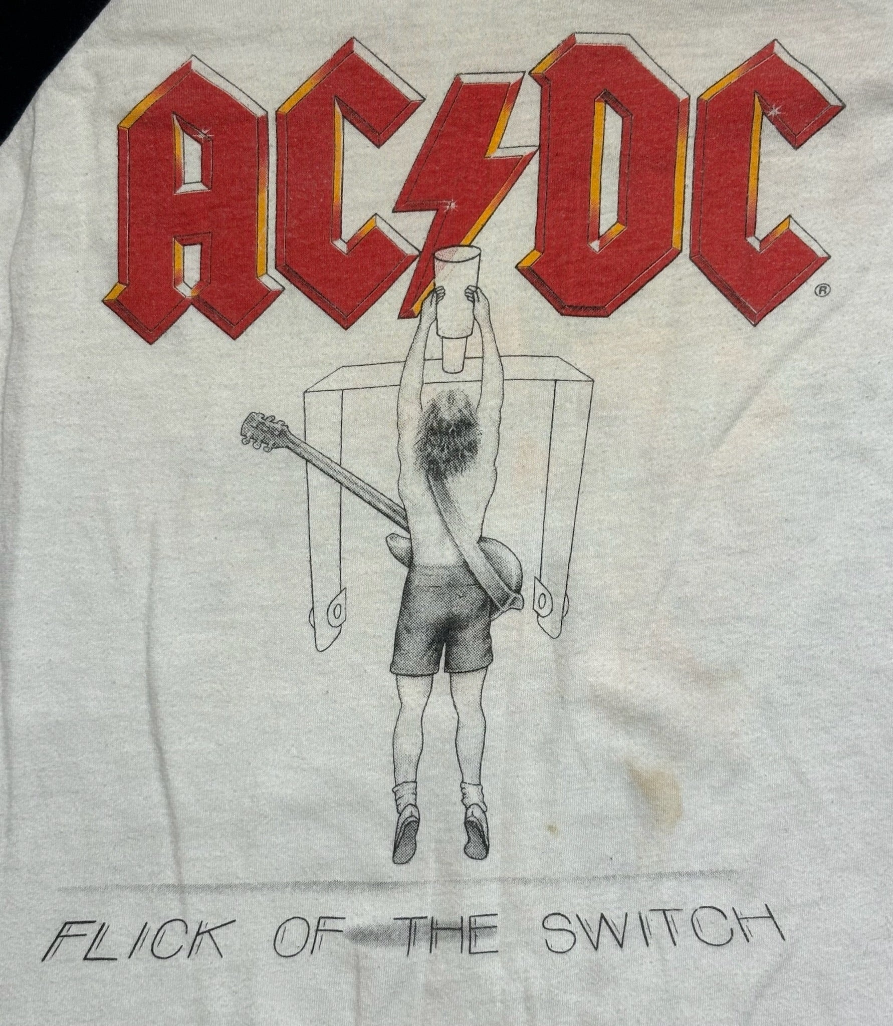 1983 Vintage White/Black ACDC "Flick Switch" Raglan T-Shirt - MED
