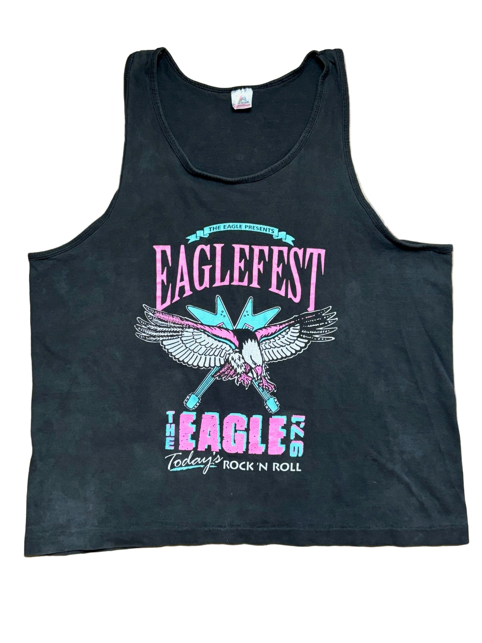 1993 Vintage Black EagleFest 97.1 Presents Muscle Tank T-Shirt - XL
