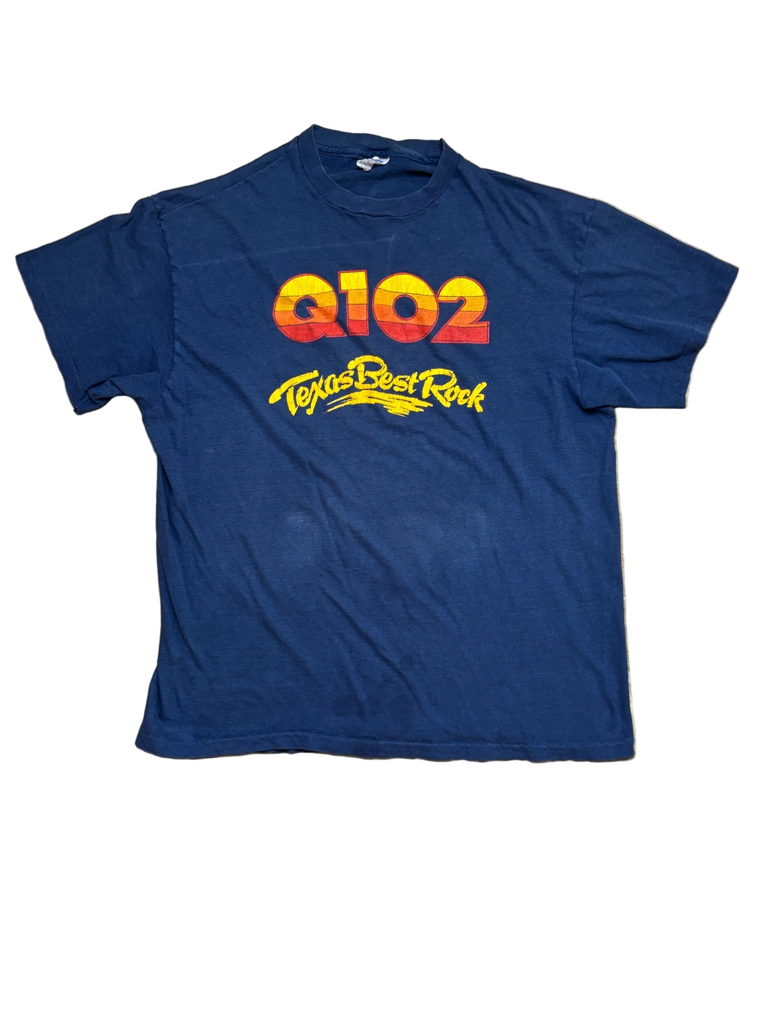 1970s Vintage Navy Q102 Texas Best Radio T-Shirt - MED