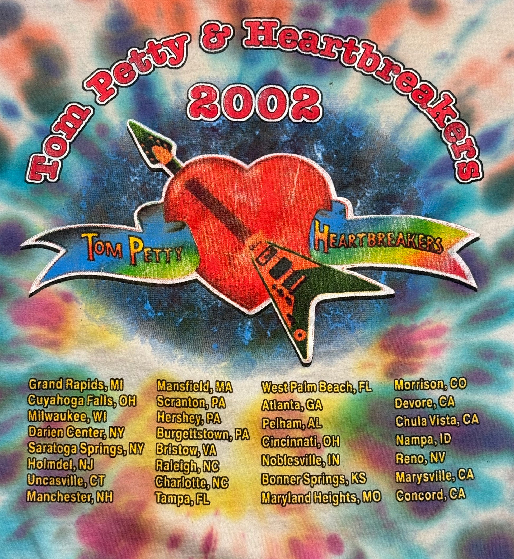 2002 Vintage Tie-Dye Tom Petty Heart Breakers Tour T-Shirt - XL