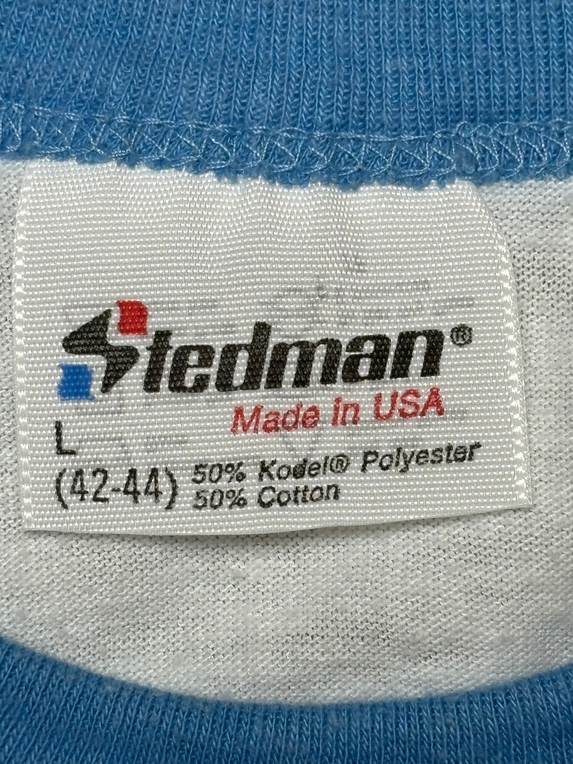 1980's Vintage White/Baby Blue Norton Motorhead HTX Ringer T-Shirt - SML