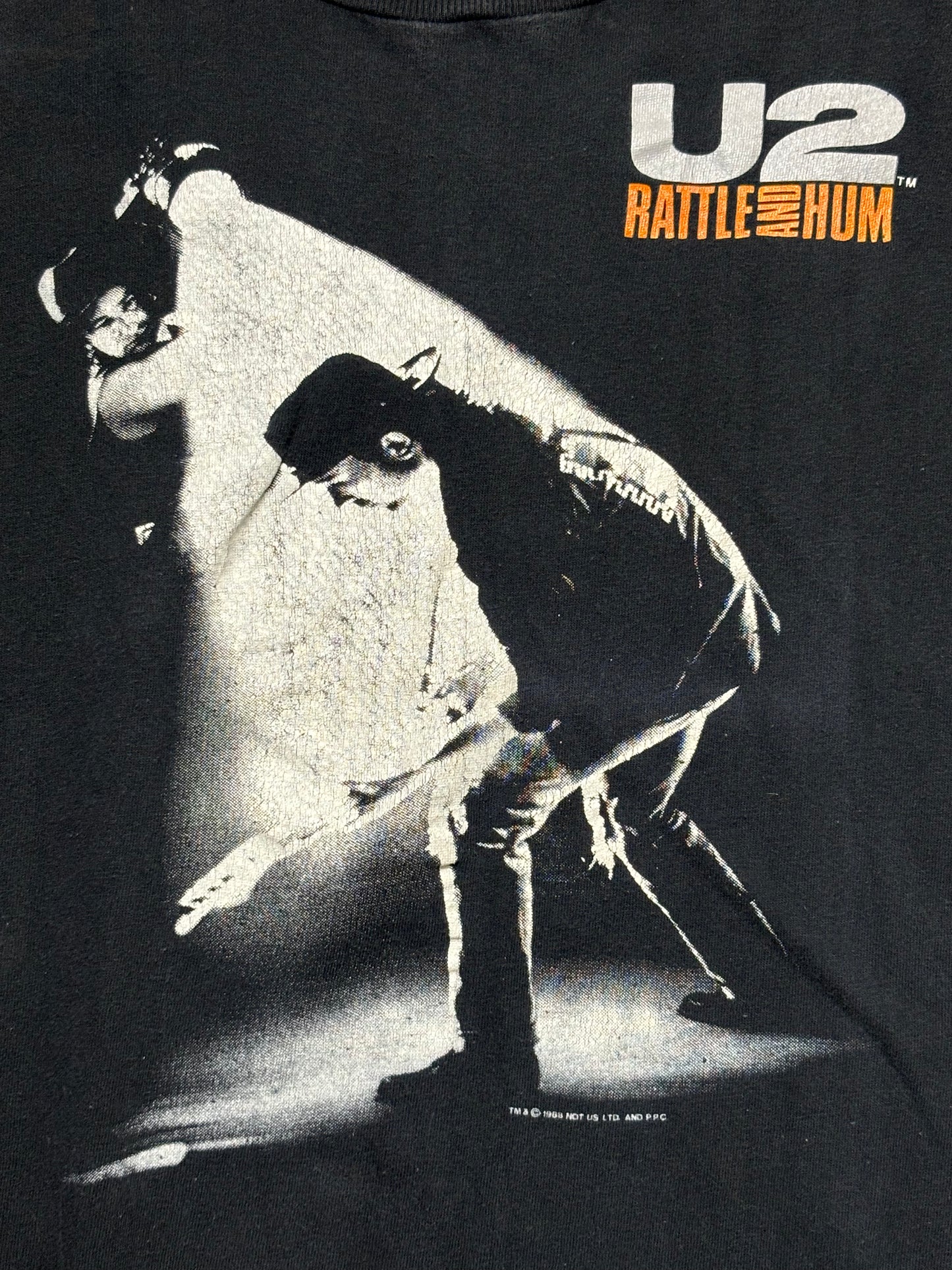 1988 Vintage Black U2 "Rattle and Hum" T-Shirt - XL