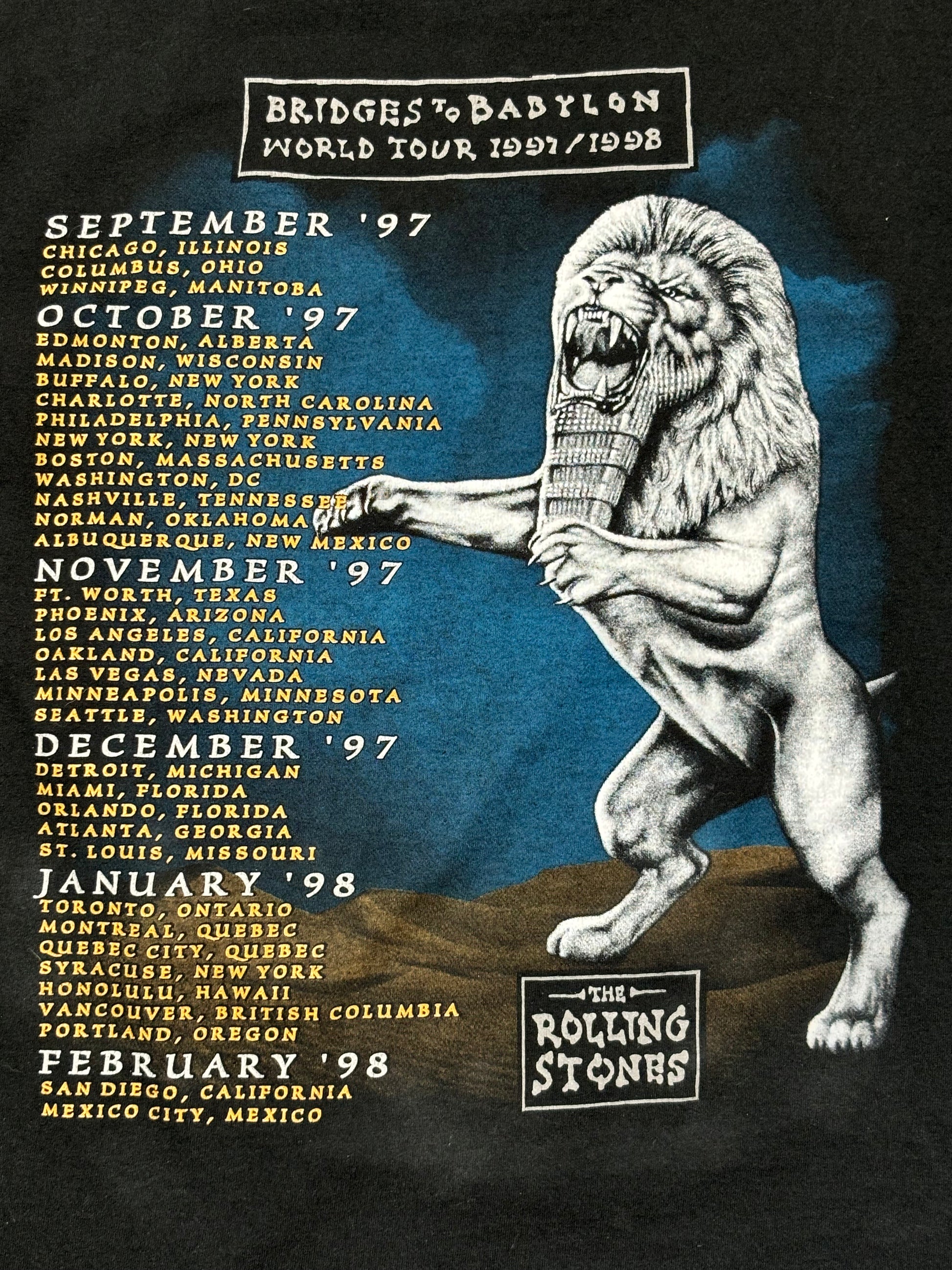 1997 Vintage Black Rolling Stones "Bridges to Babylon" T-Shirt - LRG