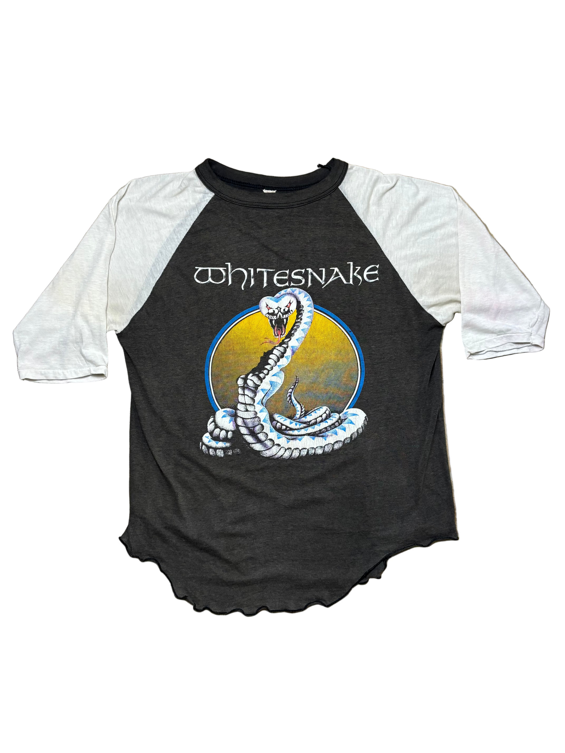 1988 Vintage White/Grey Whitesnake Tour Raglan T-Shirt - MED