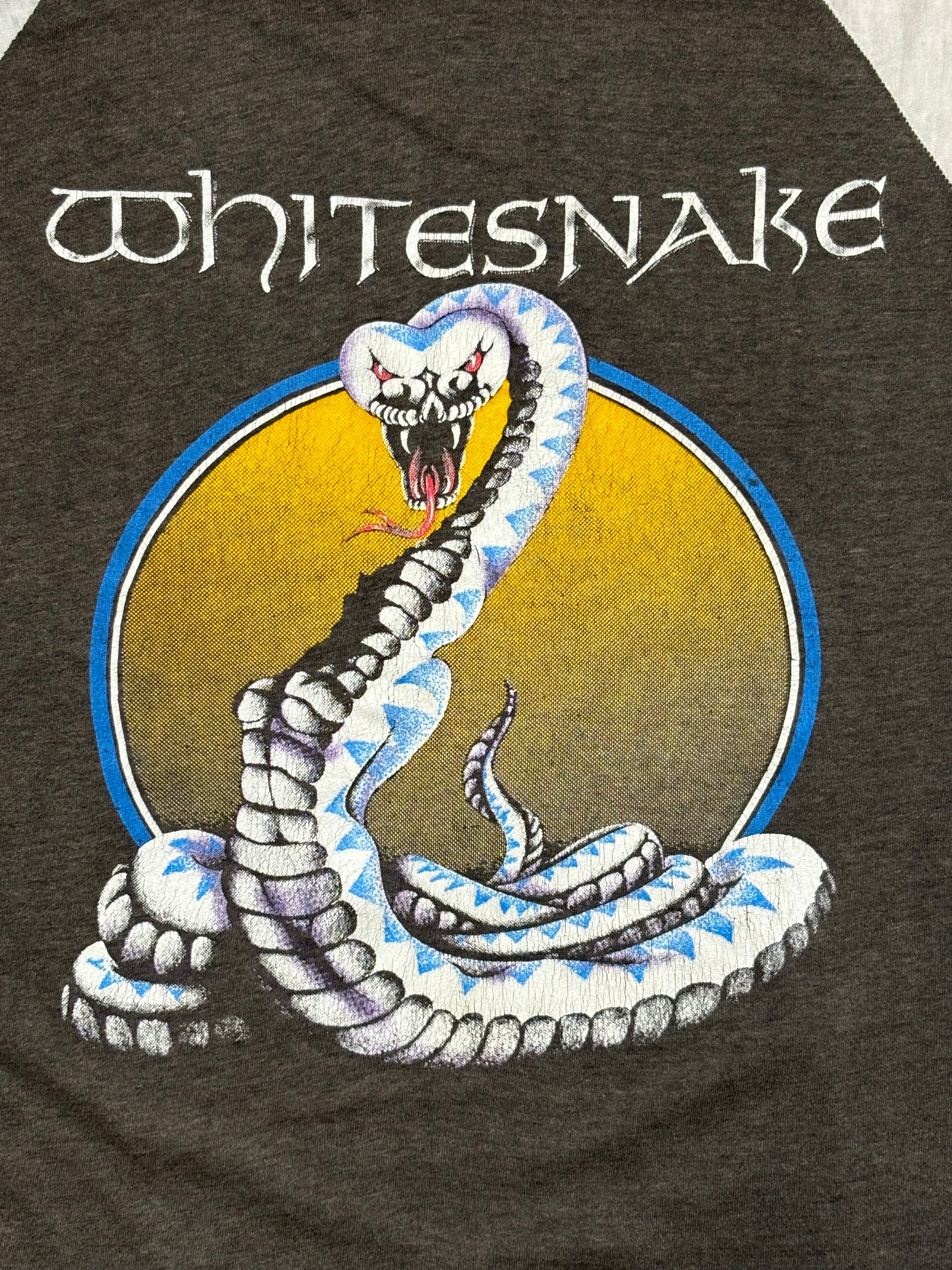 1988 Vintage White/Grey Whitesnake Tour Raglan T-Shirt - MED