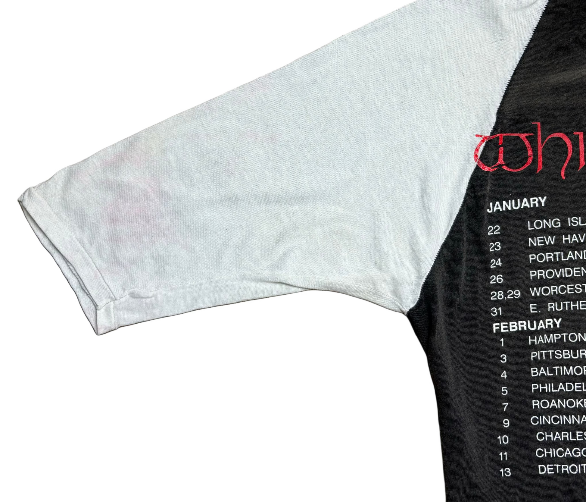 1988 Vintage White/Grey Whitesnake Tour Raglan T-Shirt - MED