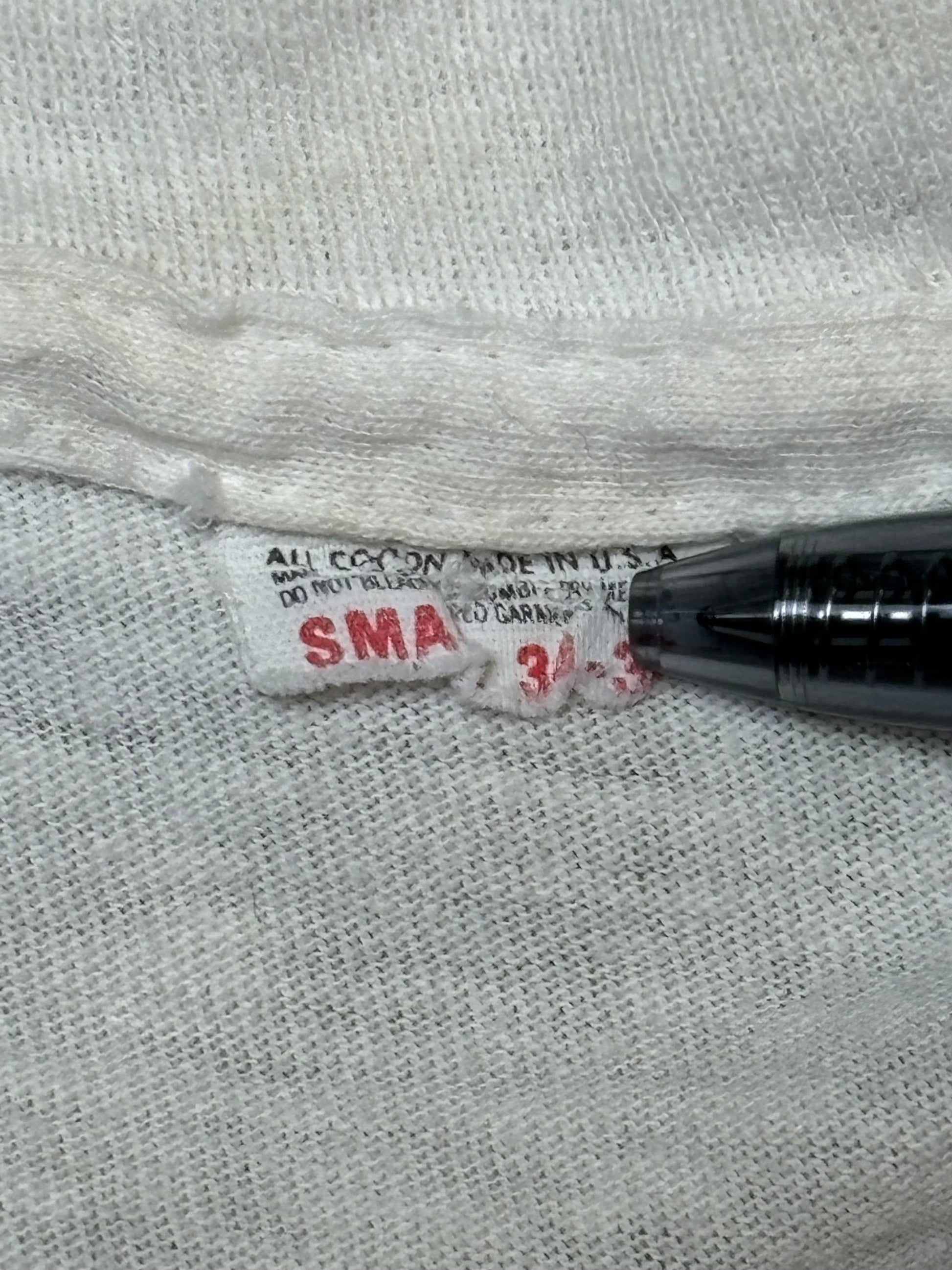 1970s Vintage White "My Two Favorite Buds" V-Neck T-Shirt - XS