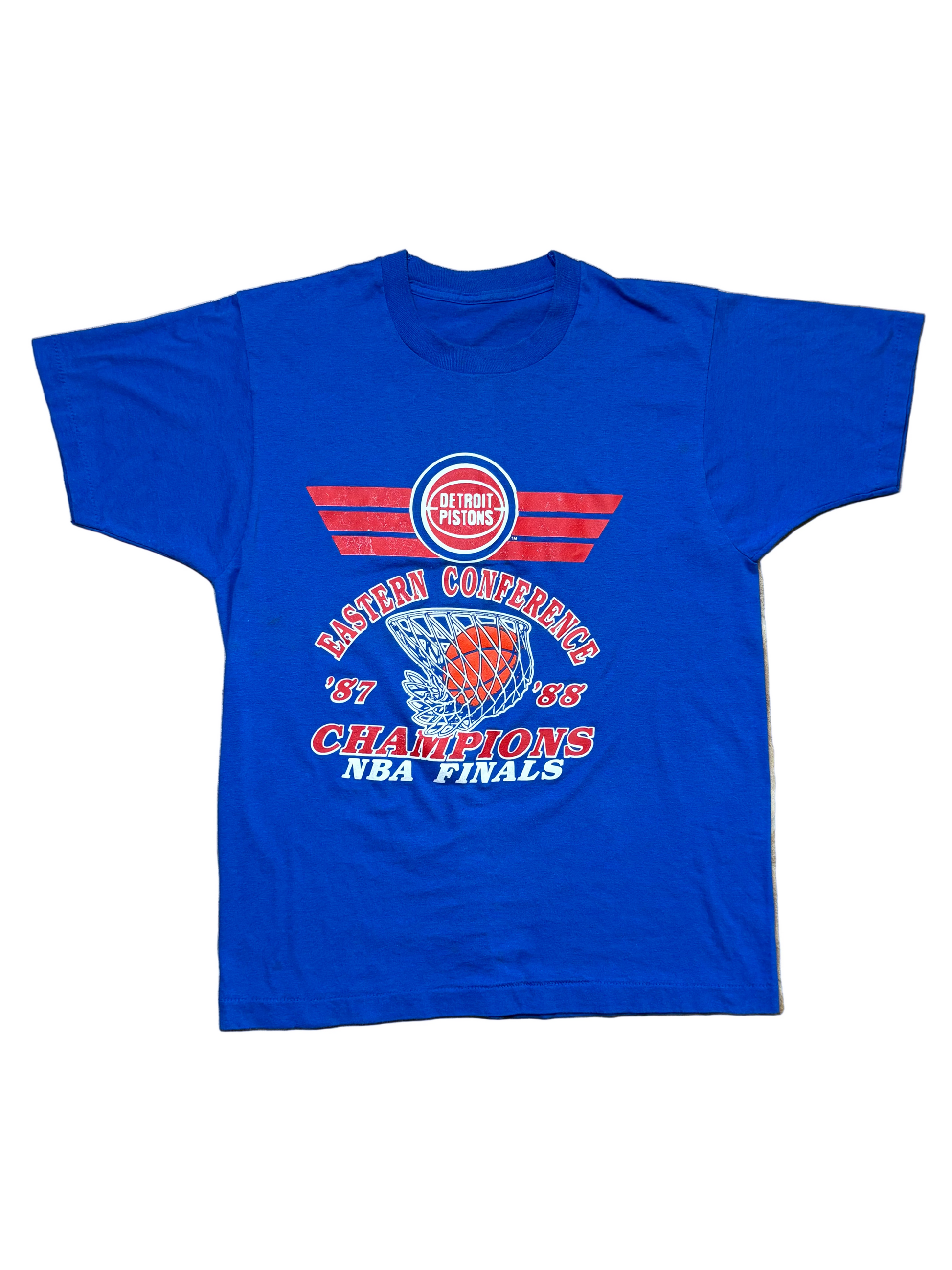 1987-1988 Vintage Blue Detroit Pistons Champions T-Shirt - XS