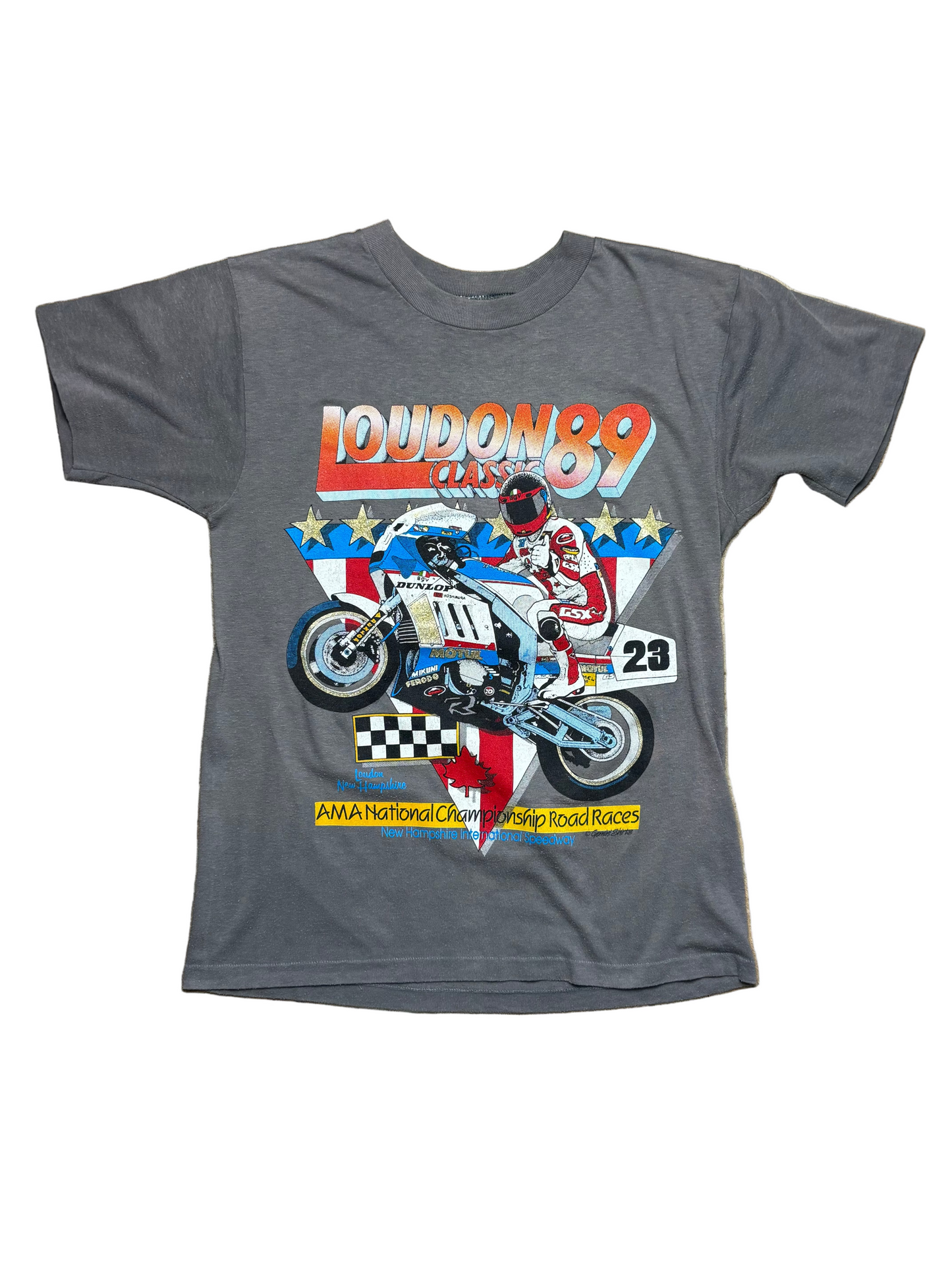1989 Vintage Grey Loudon Motorcycle Classics Road Racing T-Shirt - SML